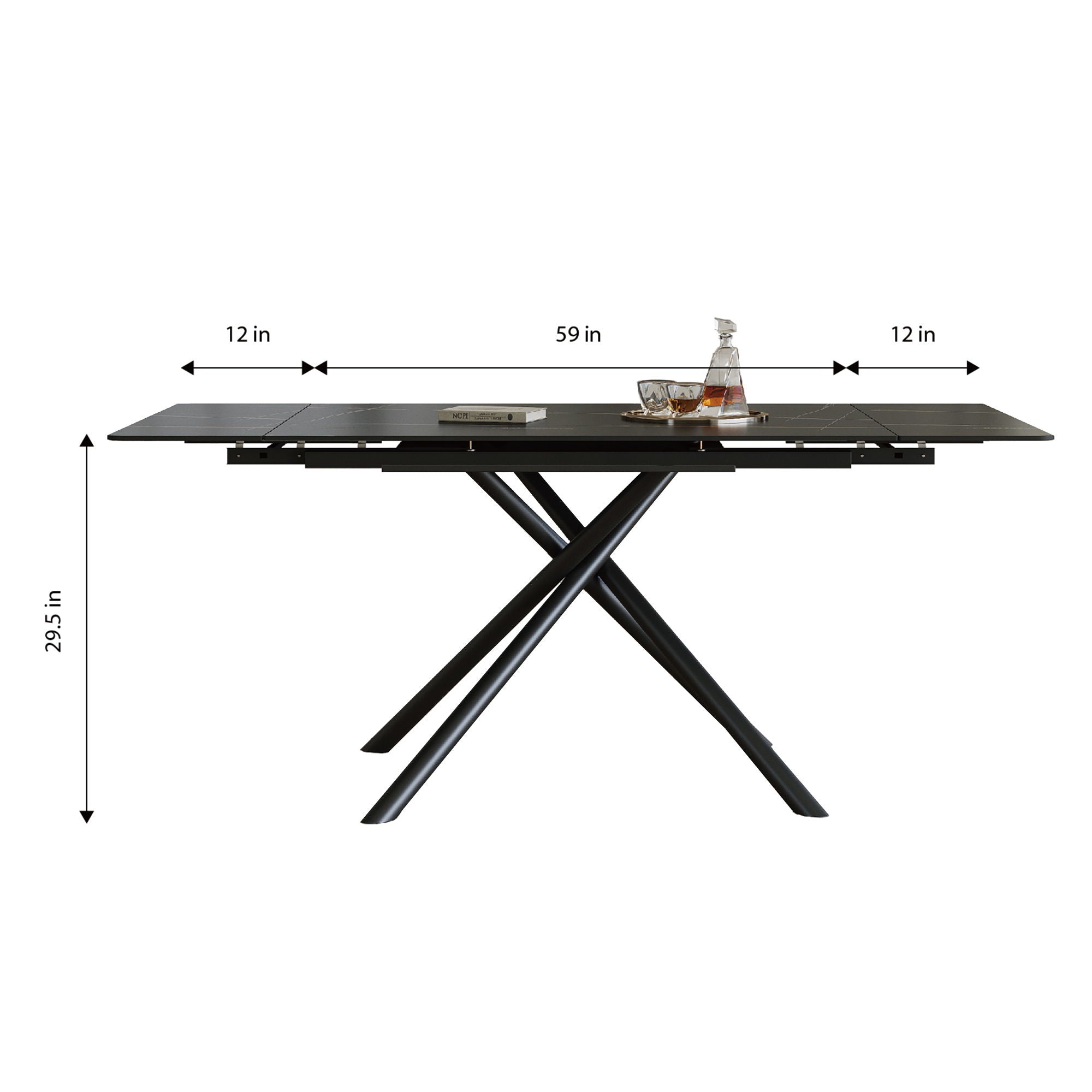 Retractable Sintered Stone Dining Table Set With Chairs