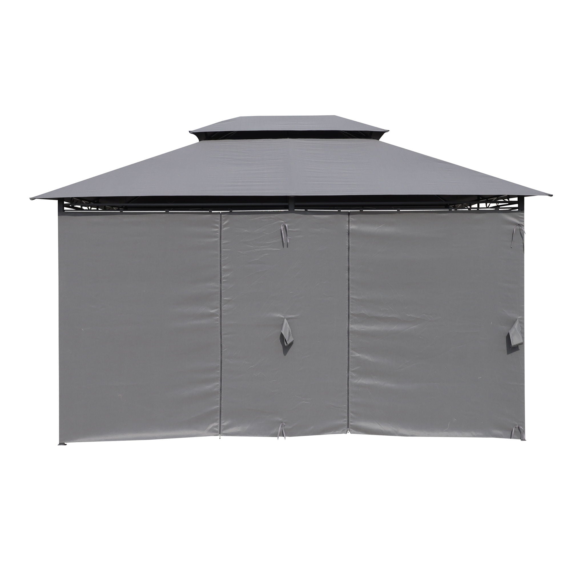 13 0 Ft Outdoor Patio Gazebo Canopy Tent With Ventilated Double Roof And Side Wall (Detachable Curtain Included On All Sides) Suitable For Lawn Garden Backyard And Deck - Gray