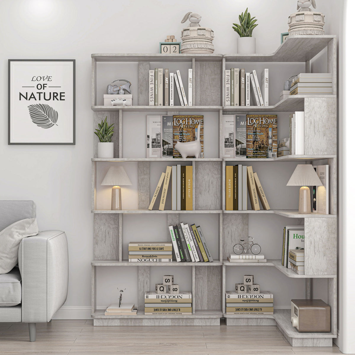 Modern 5 Tier Open Storage Bookcase