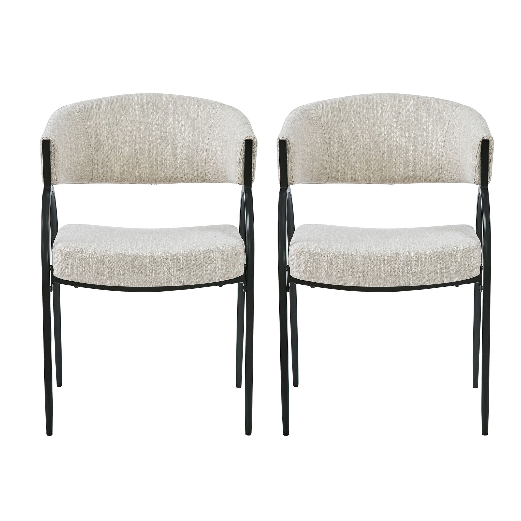 Contemporary Upholstered Dining Chairs With Metal Legs (Set of 2)