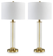 Orenman - Glass Table Lamp (Set of 2) - Clear / Brass Finish