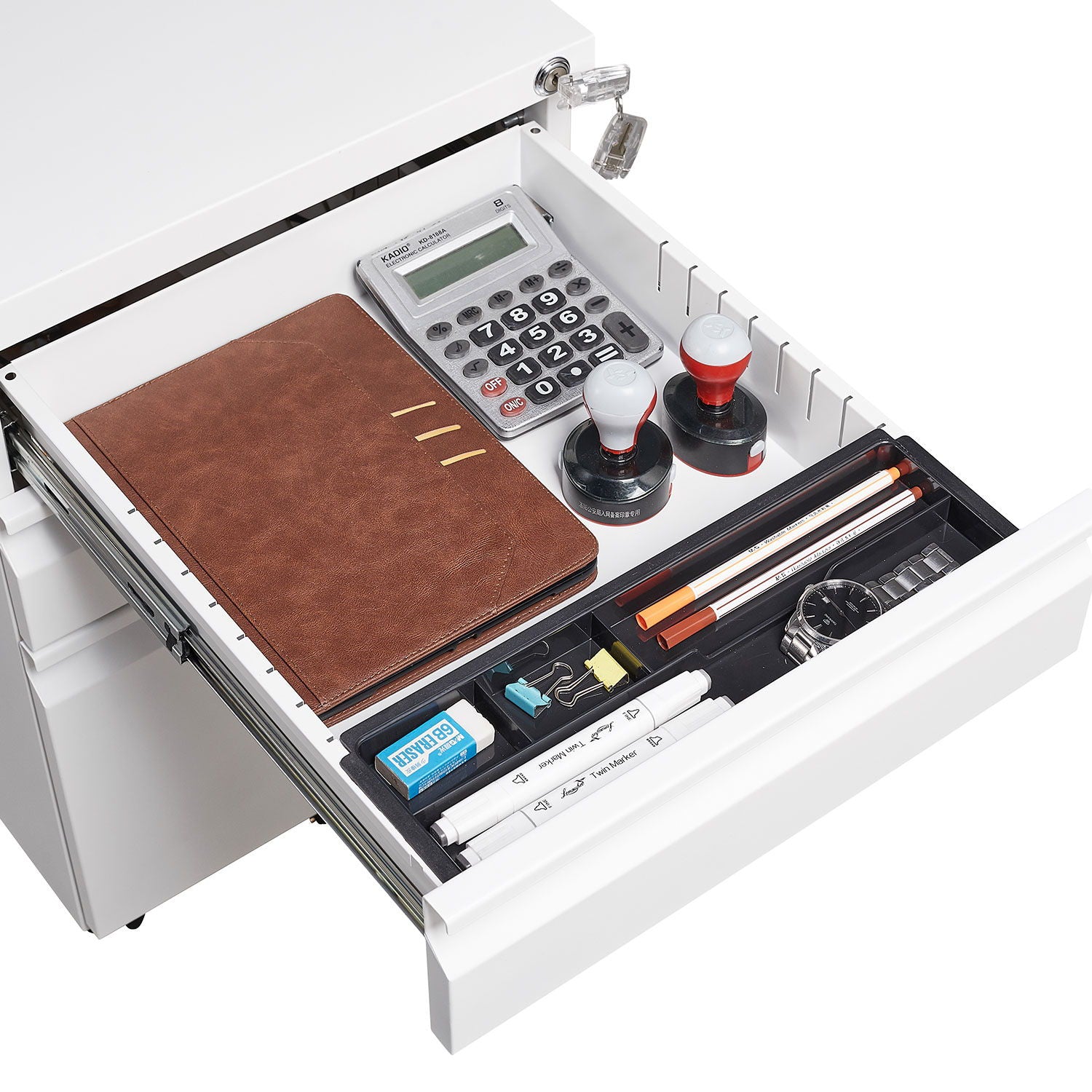 Contemporary Black 3 Drawer Mobile Filing Cabinet With Lock, Metal Office Storage For Legal / Letter Size