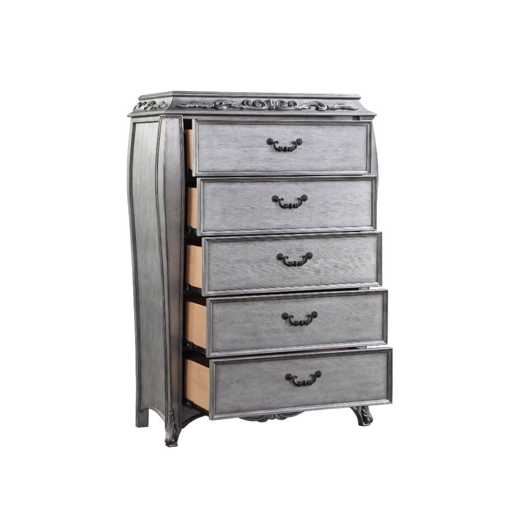 ACME Leonora - Chest - Vintage Platinum | Meri Furniture