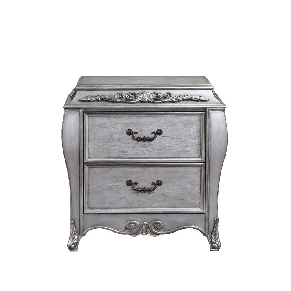 ACME Leonora - Nightstand - Vintage Platinum | Meri Furniture