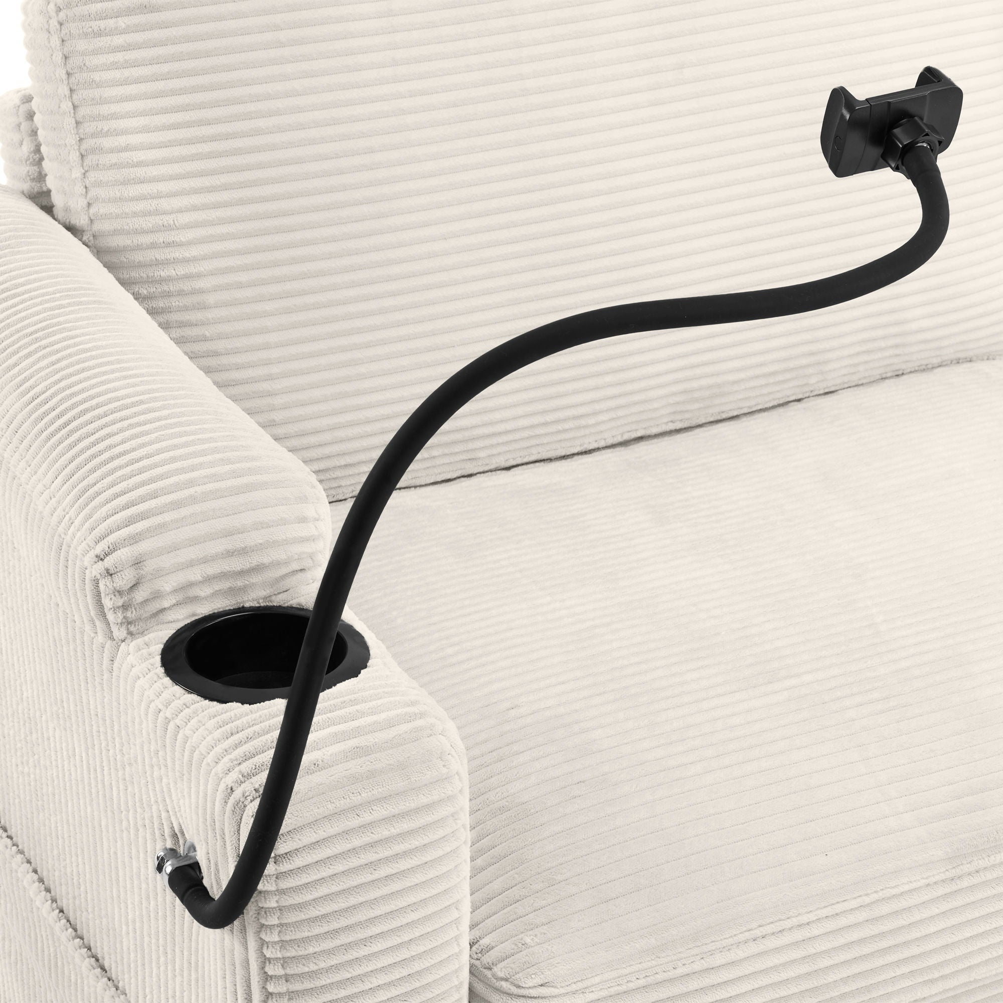 Corduroy Sleeper Sofa Loveseat Sofa With Full Size Mattress, 2 USB Ports, 2 Cup Holders, 2 Side Pockets And Phone Holder