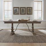 Liberty Furniture Americana Farmhouse - Trestle Table Set - Dark Brown | Meri Furniture