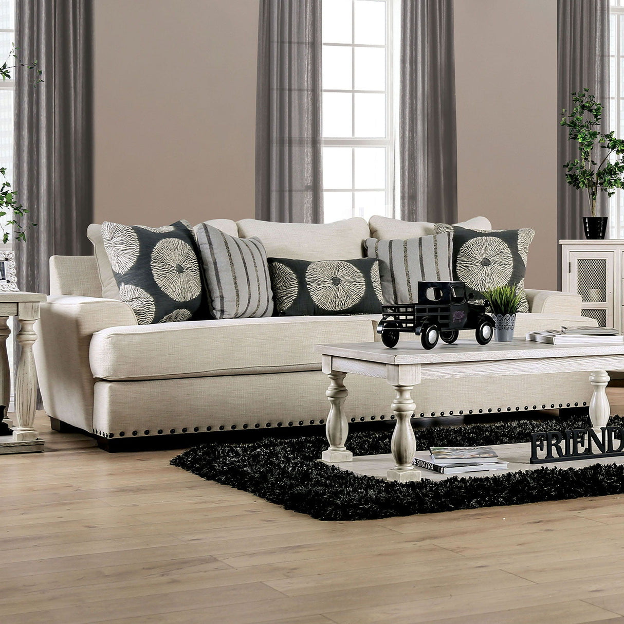 Furniture of America Germaine - Sofa - Ivory | Meri Furniture