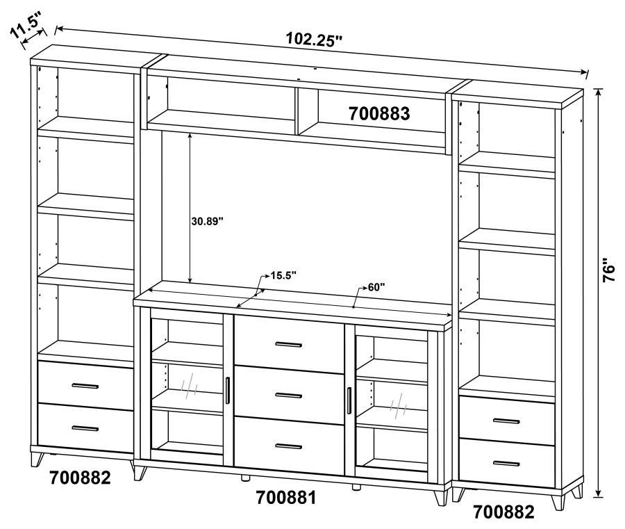 Coaster Fine Furniture Lewes - 4 Piece TV Entertainment Center - Cappuccino | Meri Furniture