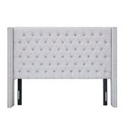 Transitional Upholstery Headboard With Tufted Buttons And Nailhead Trim