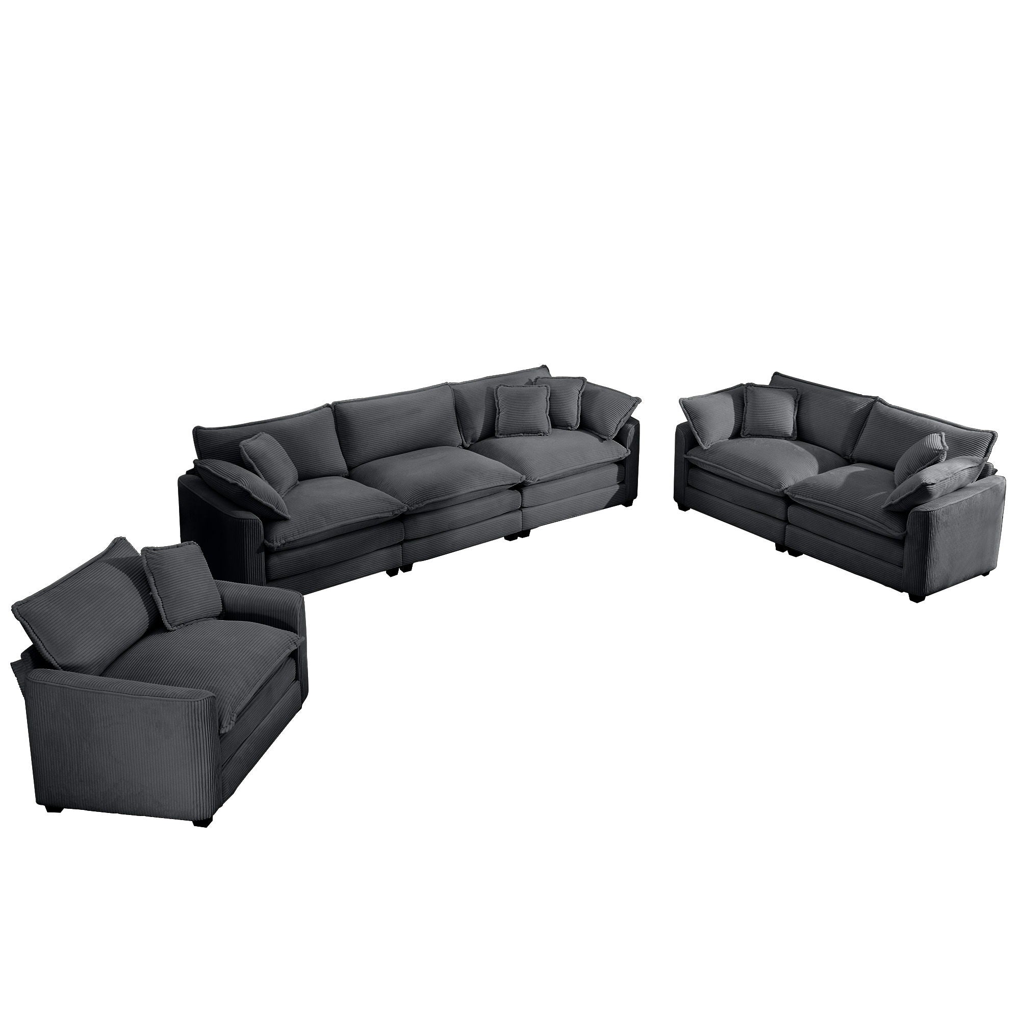 Elegant Corduroy Oversized Sectional Sofa Set With Deep Seats And Flexible Layout
