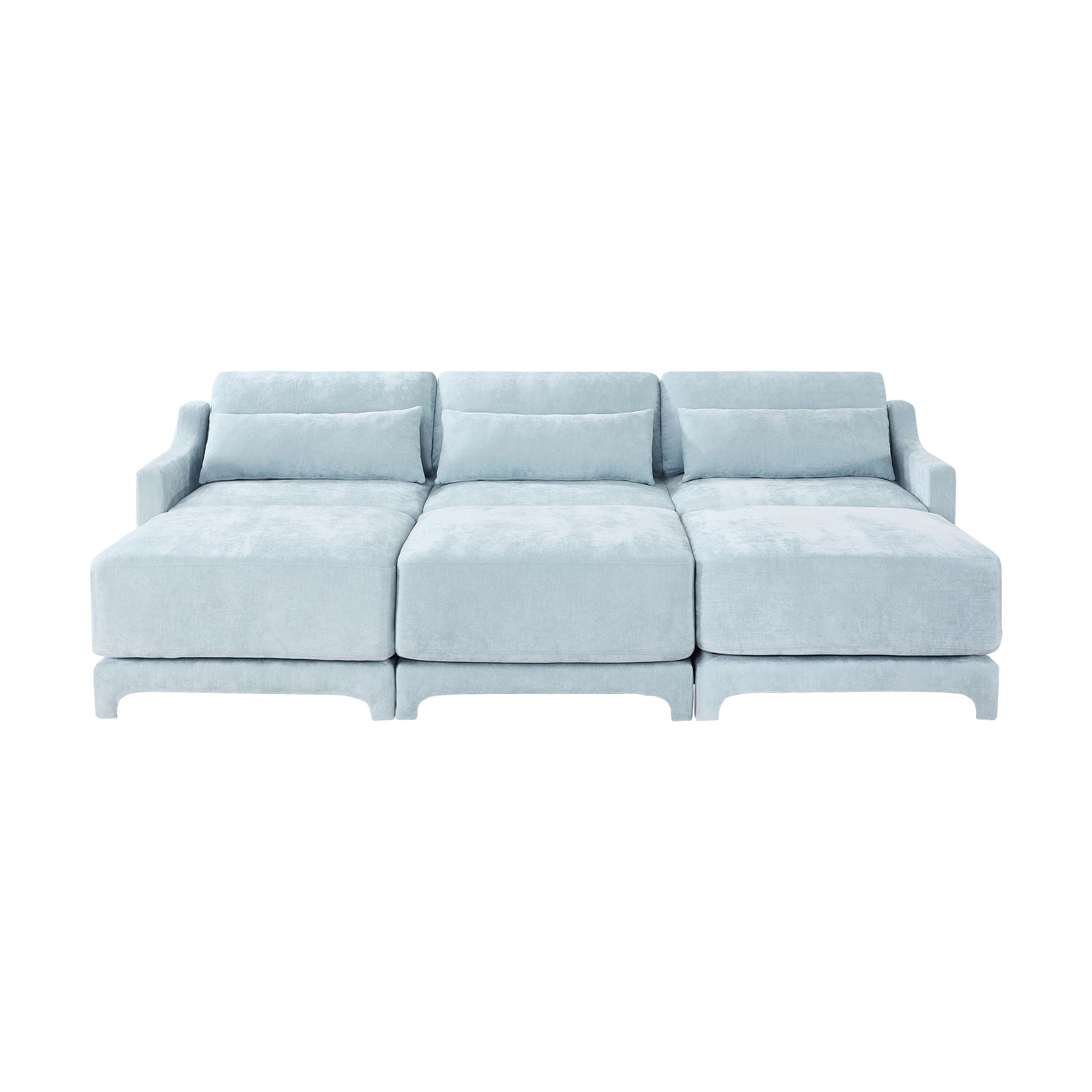 Stylish Sofa With Ottoman And Lumbar Pillows, Ergonomic Design