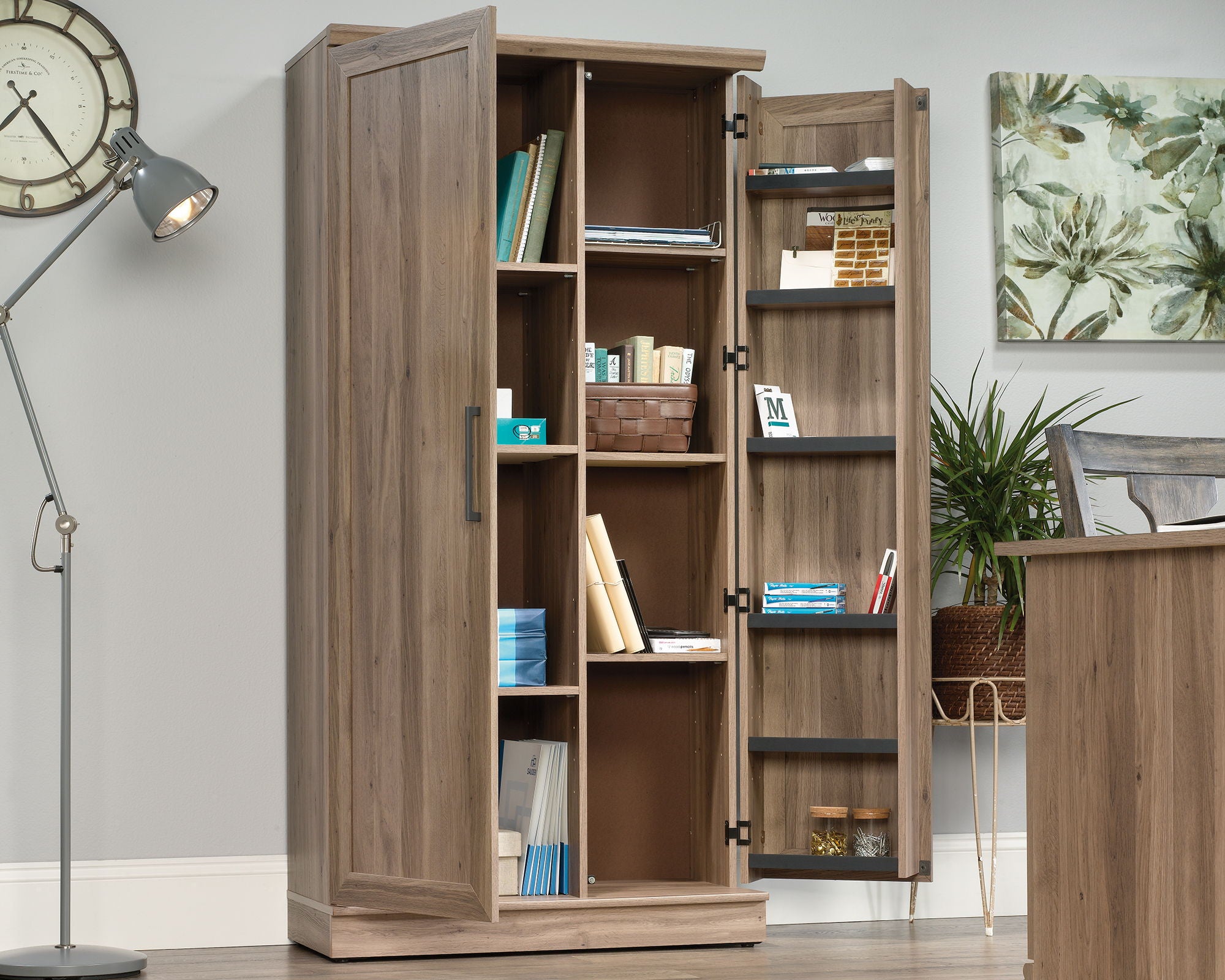 Tall Storage Cabinet in Salt Oak