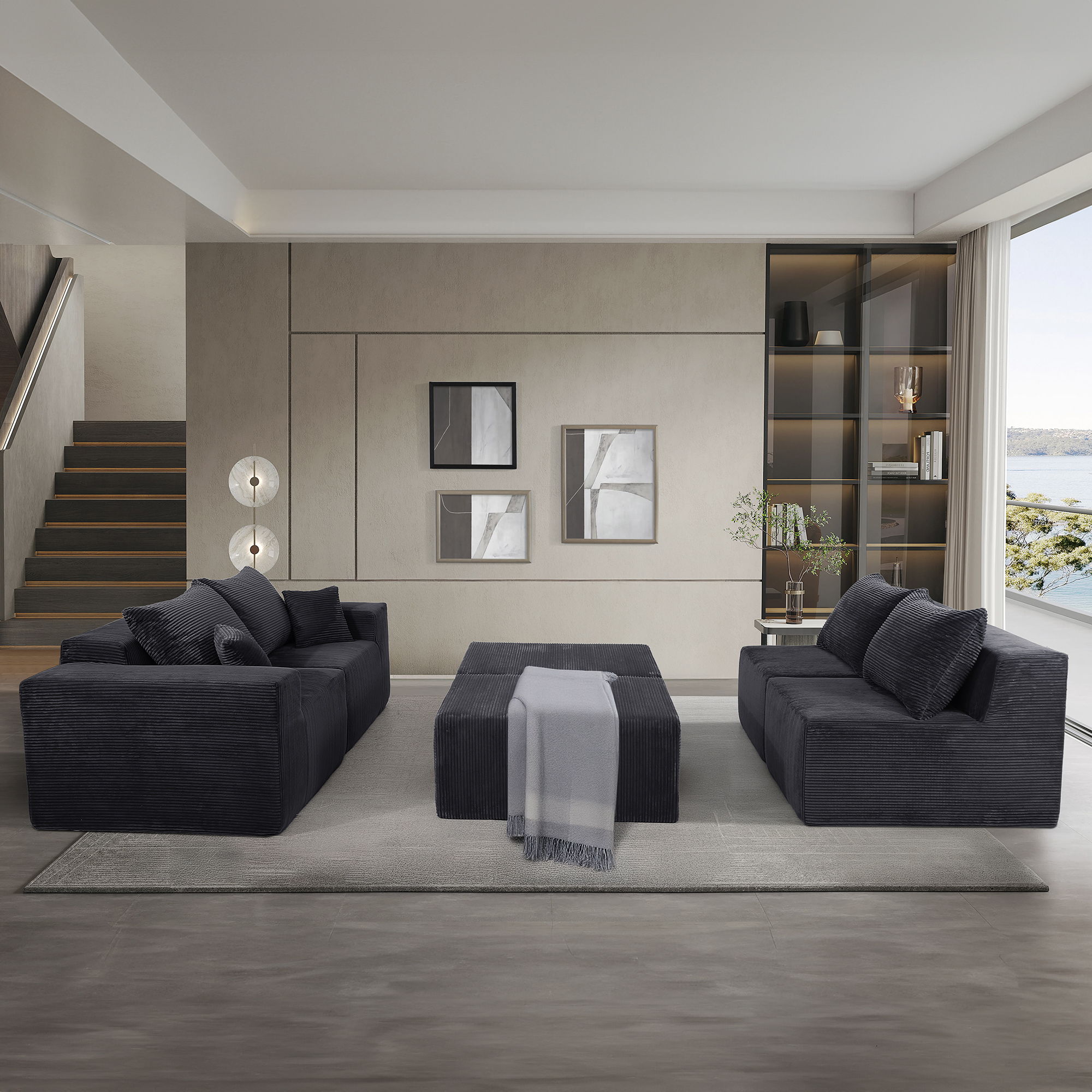 Modular Sectional Sofa, Convertible Couch With Chaise Corduroy