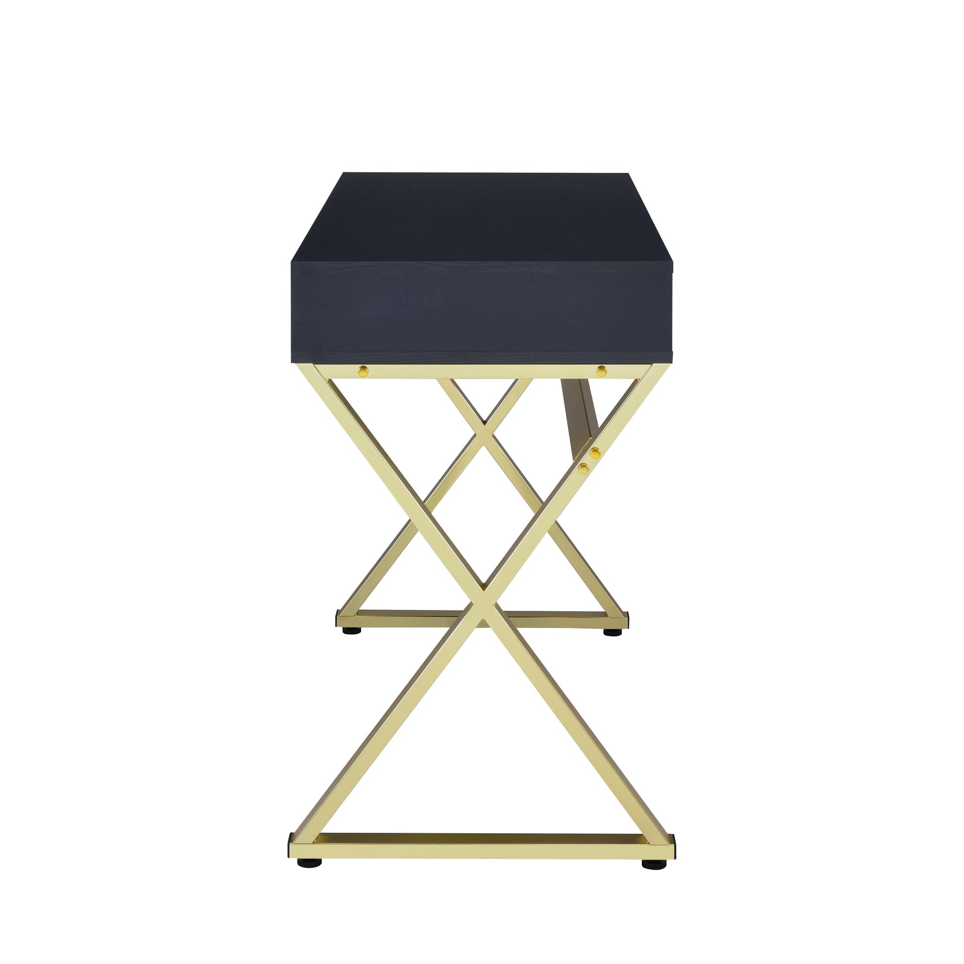 ACME Coleen - Vanity Desk - Black & Brass Finish - 31" | Meri Furniture