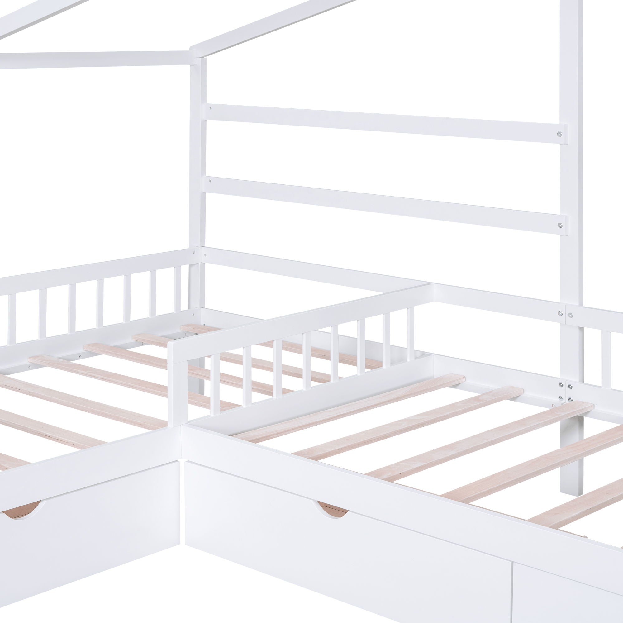L Shape Platform Bed With 3 Storage Drawers