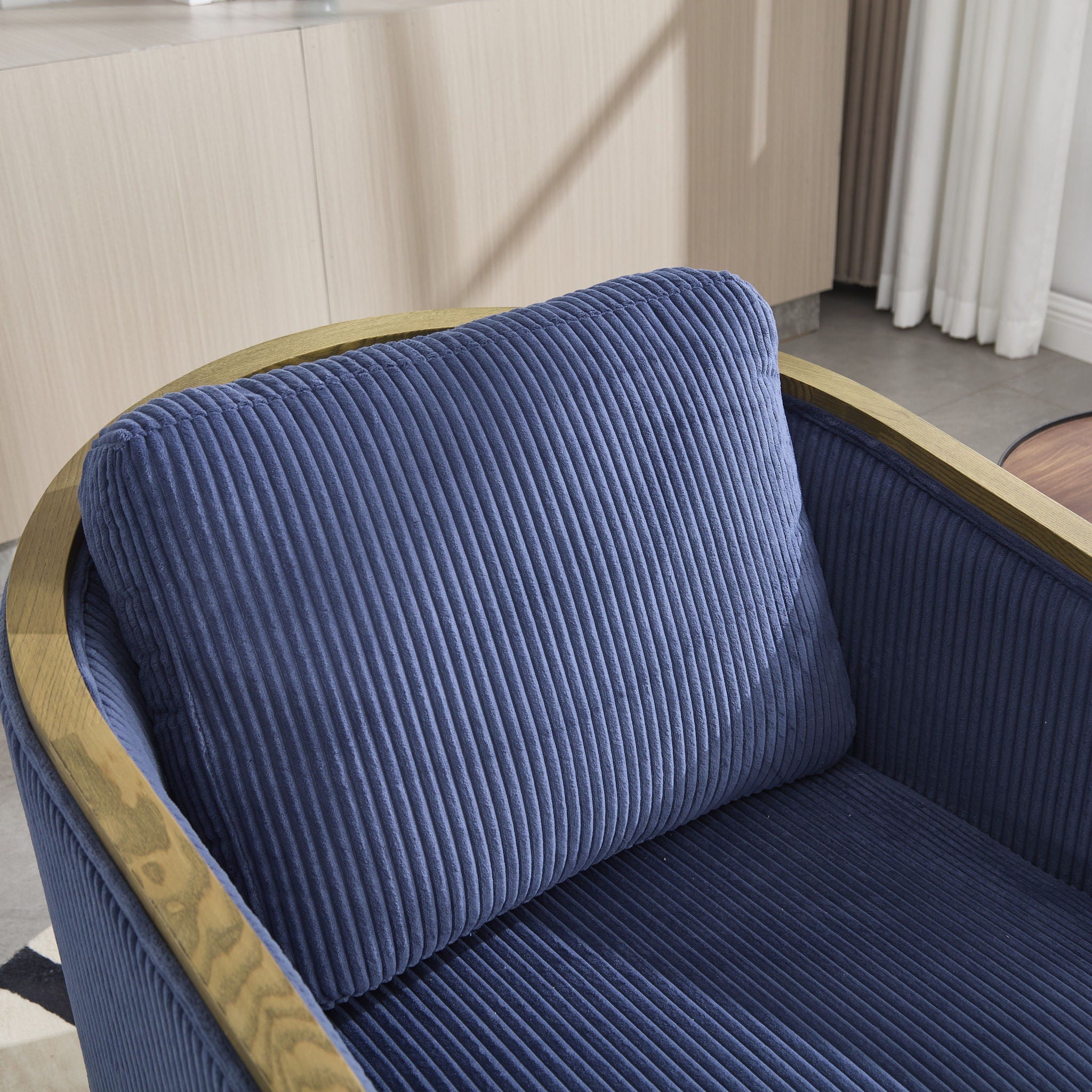 Corduroy Barrel Chair, 360 Degree Swivel