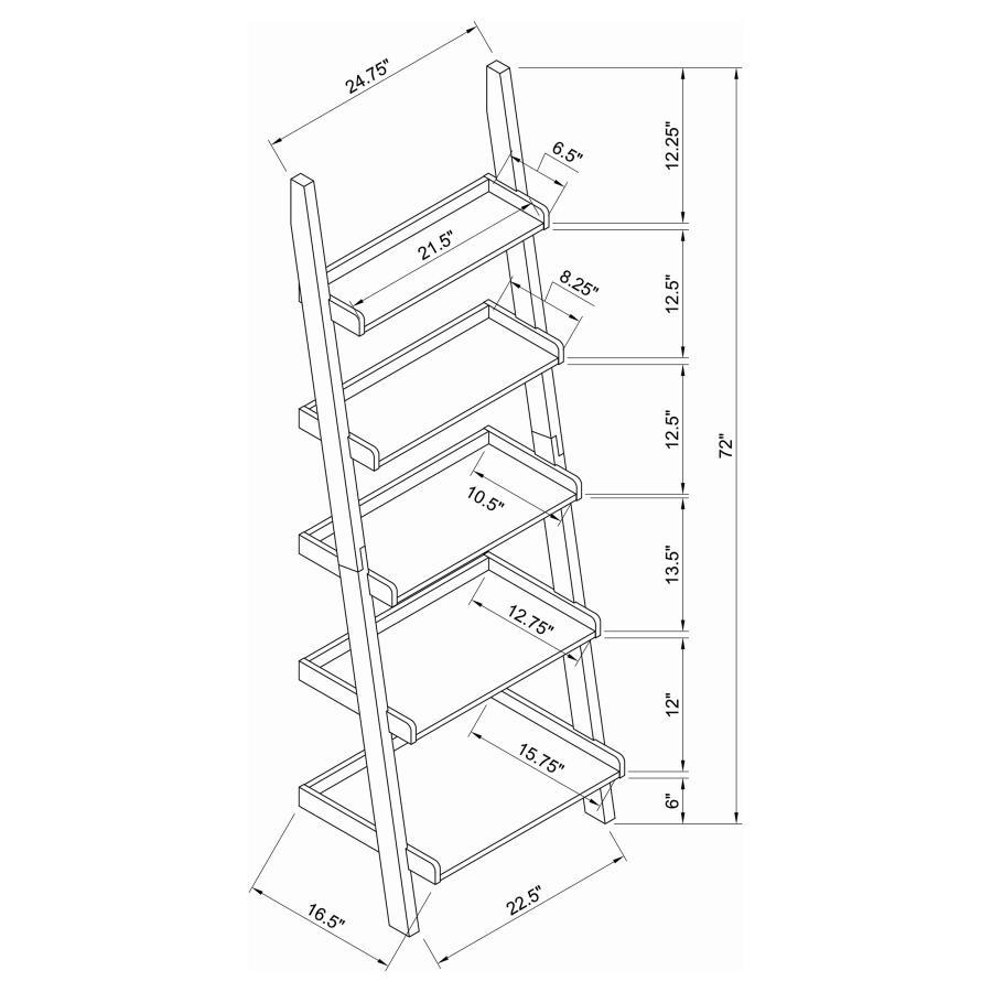 Coaster Fine Furniture Colella - 5-Shelf Ladder Bookshelf - Cappuccino | Meri Furniture