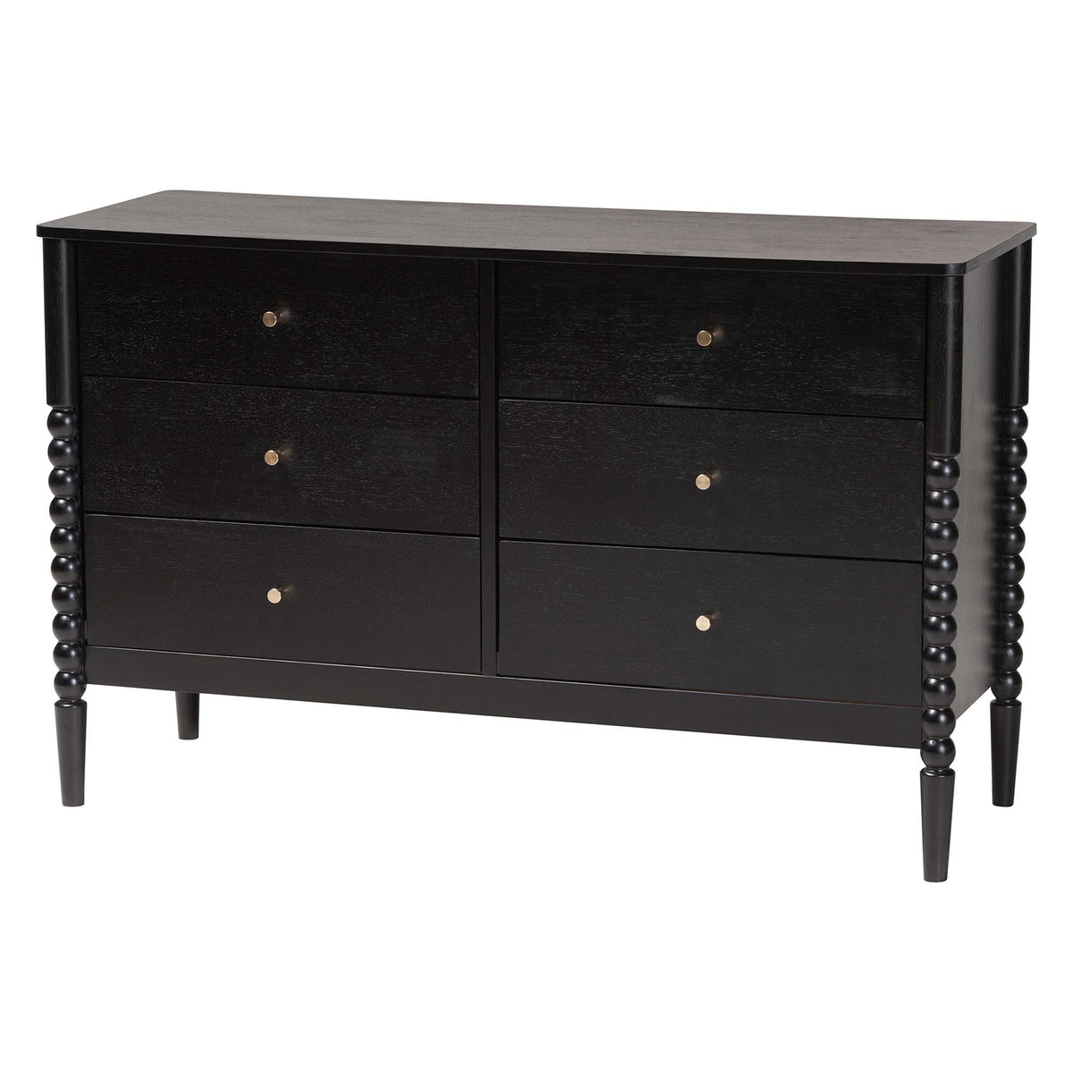 Lucera Mid-Century Black Full Size 5-Piece Bobbin Bedroom Set