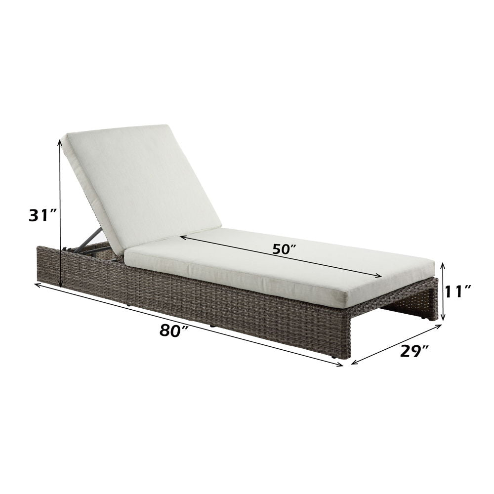 Salena - 8" Patio Sun Lounge - Beige Fabric & Gray