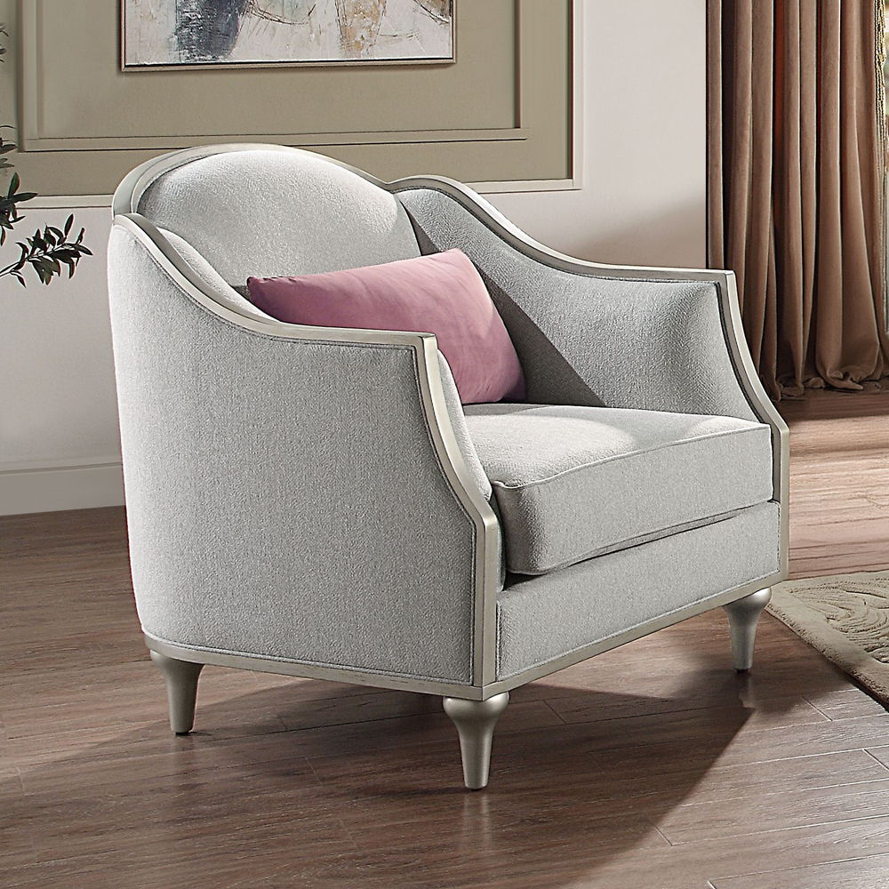 Kasa - Chair With Pillow - Beige Linen & Champagne