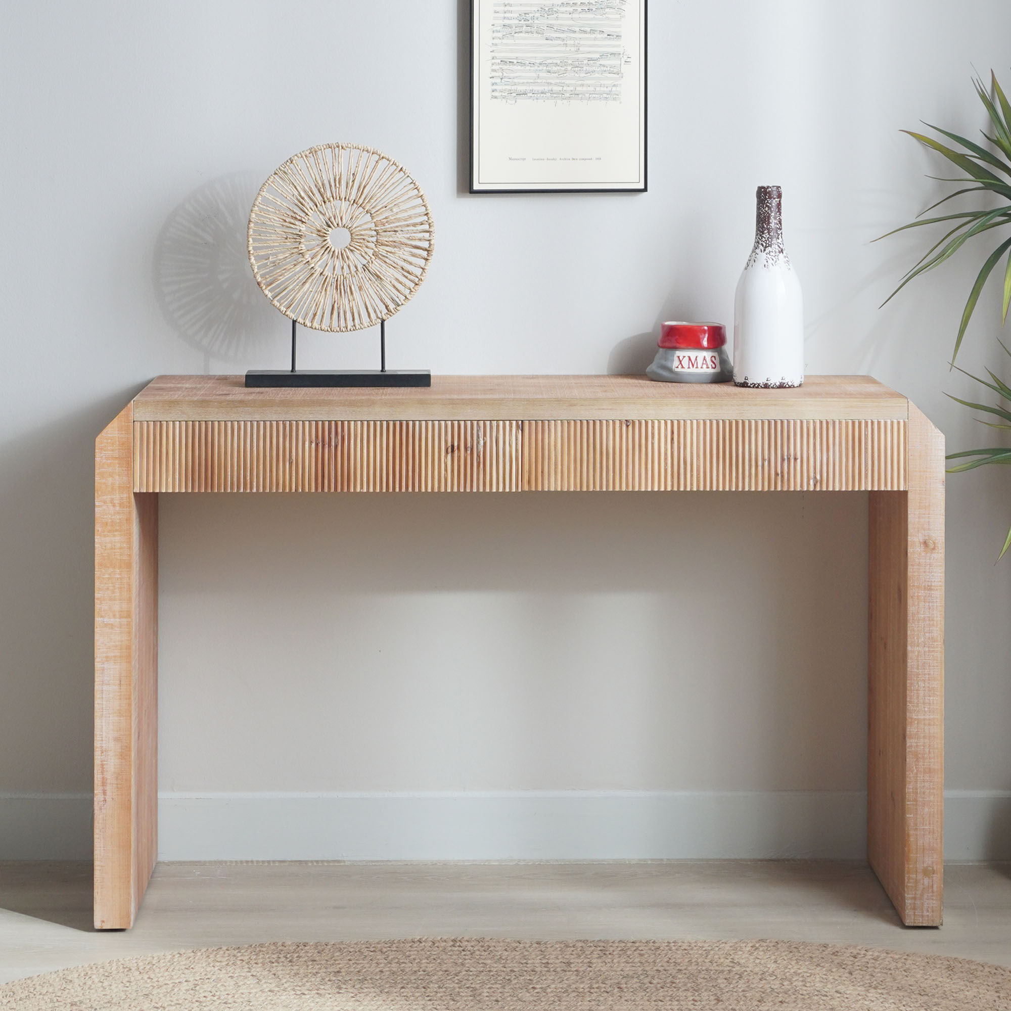 Rustic Modern Console Table With Drawer Storage - Natural Wood