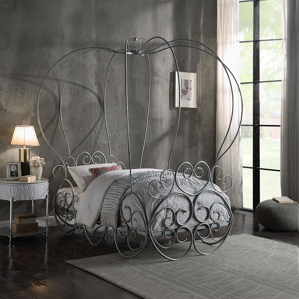 Priya - Twin Bed With Canopy - Silver