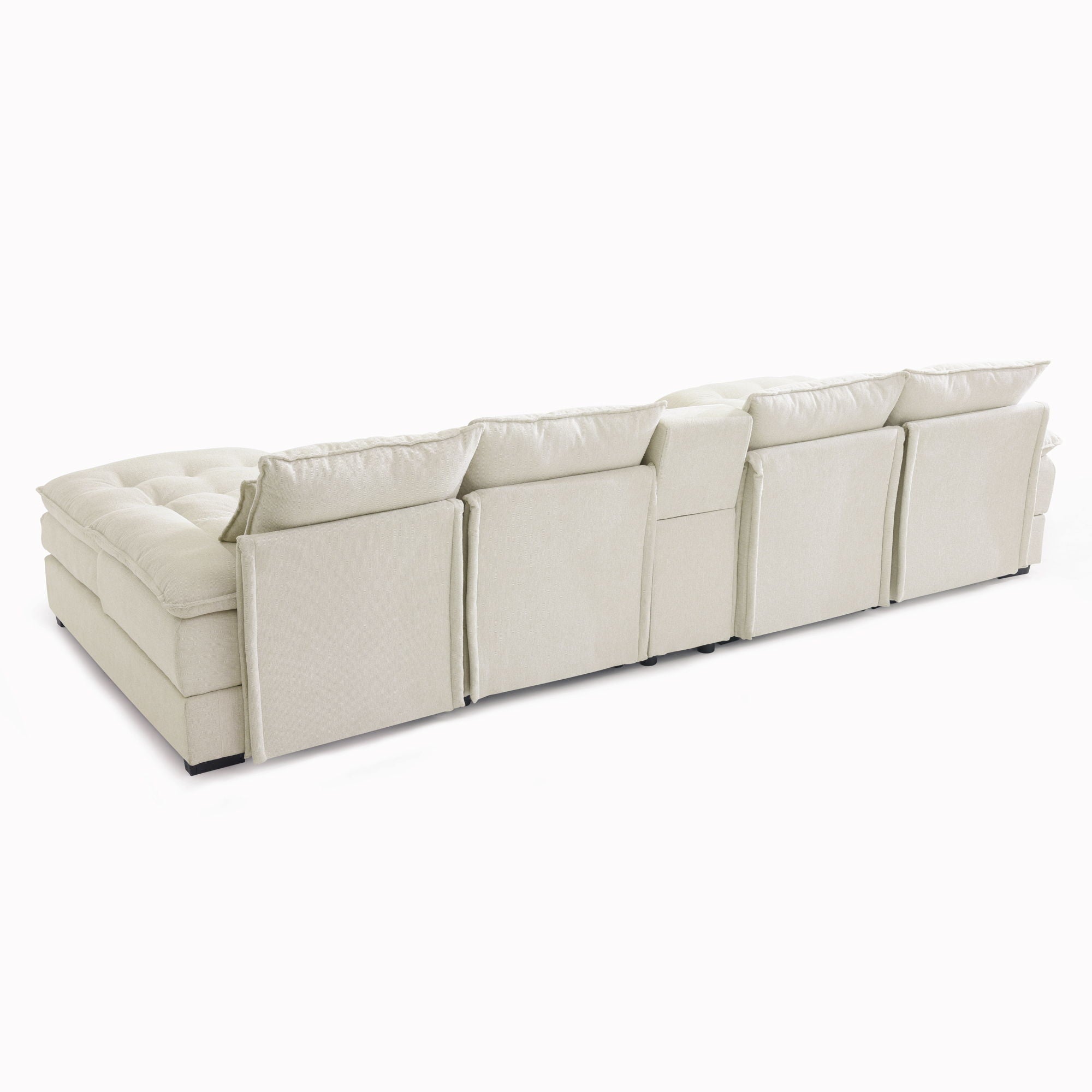 Contemporary U Shaped Sofa With Console And Cupholders