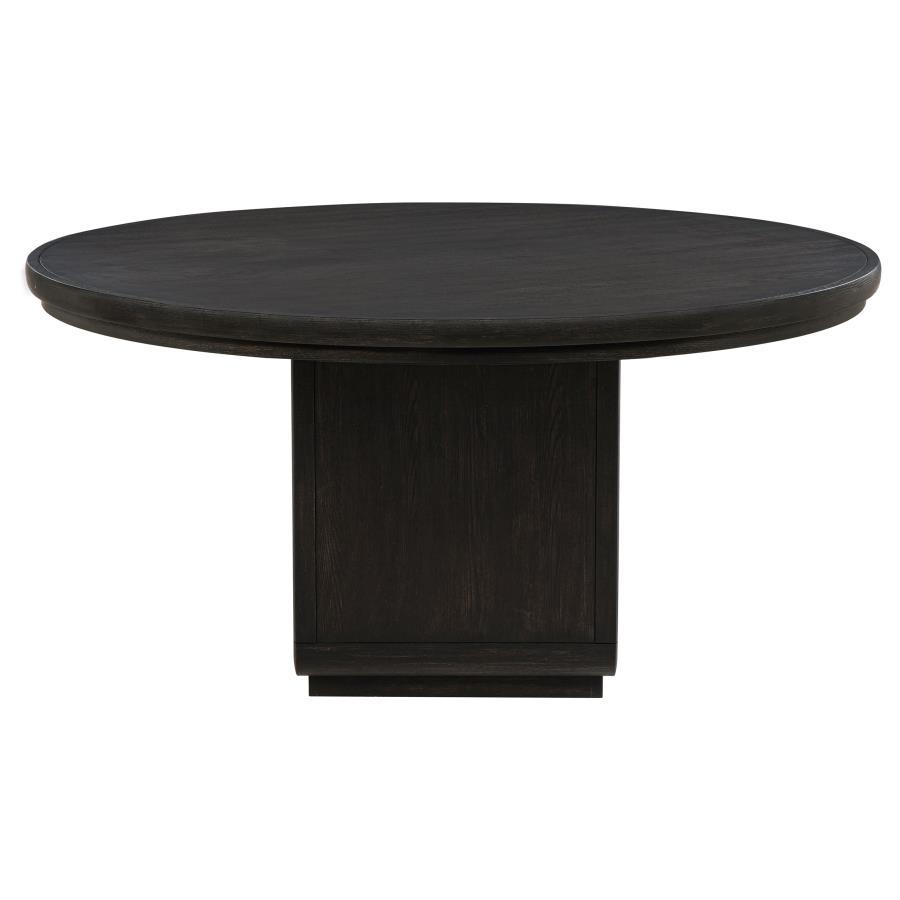 Leandro - 7 Piece Round Dining Table Set - Burnished Black