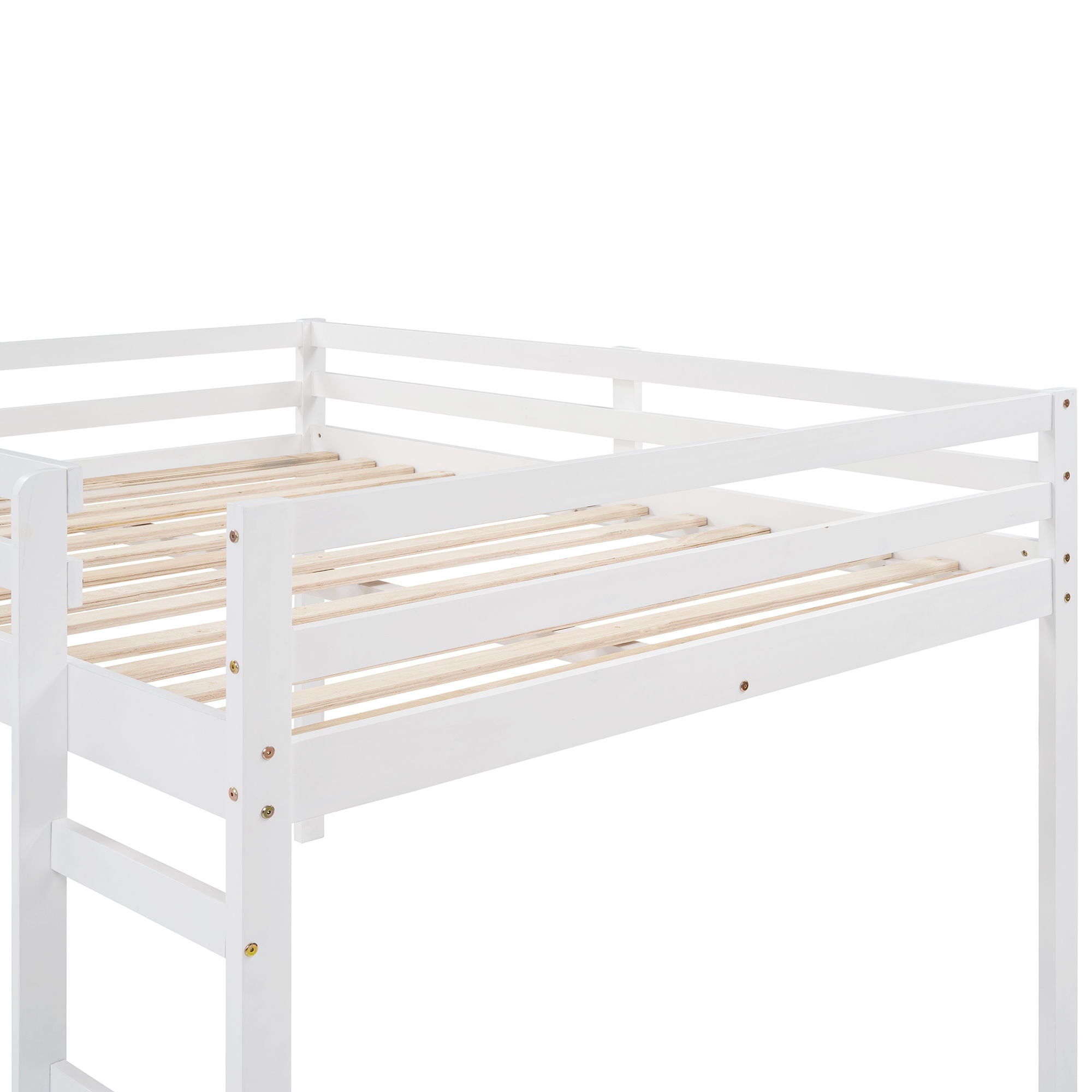 Full Loft Bed With Slide, Multifunctional Design - White