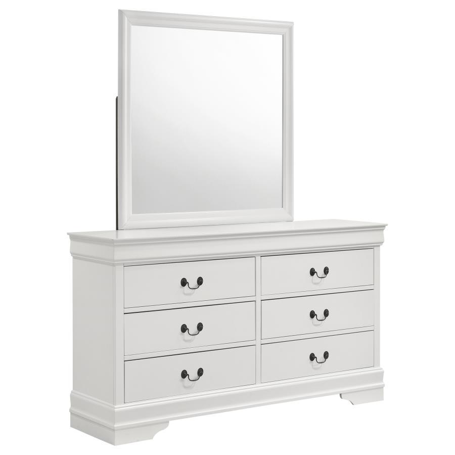 Coaster Fine Furniture Louis Philippe - 6-Drawer Dresser And Mirror - White | Meri Furniture