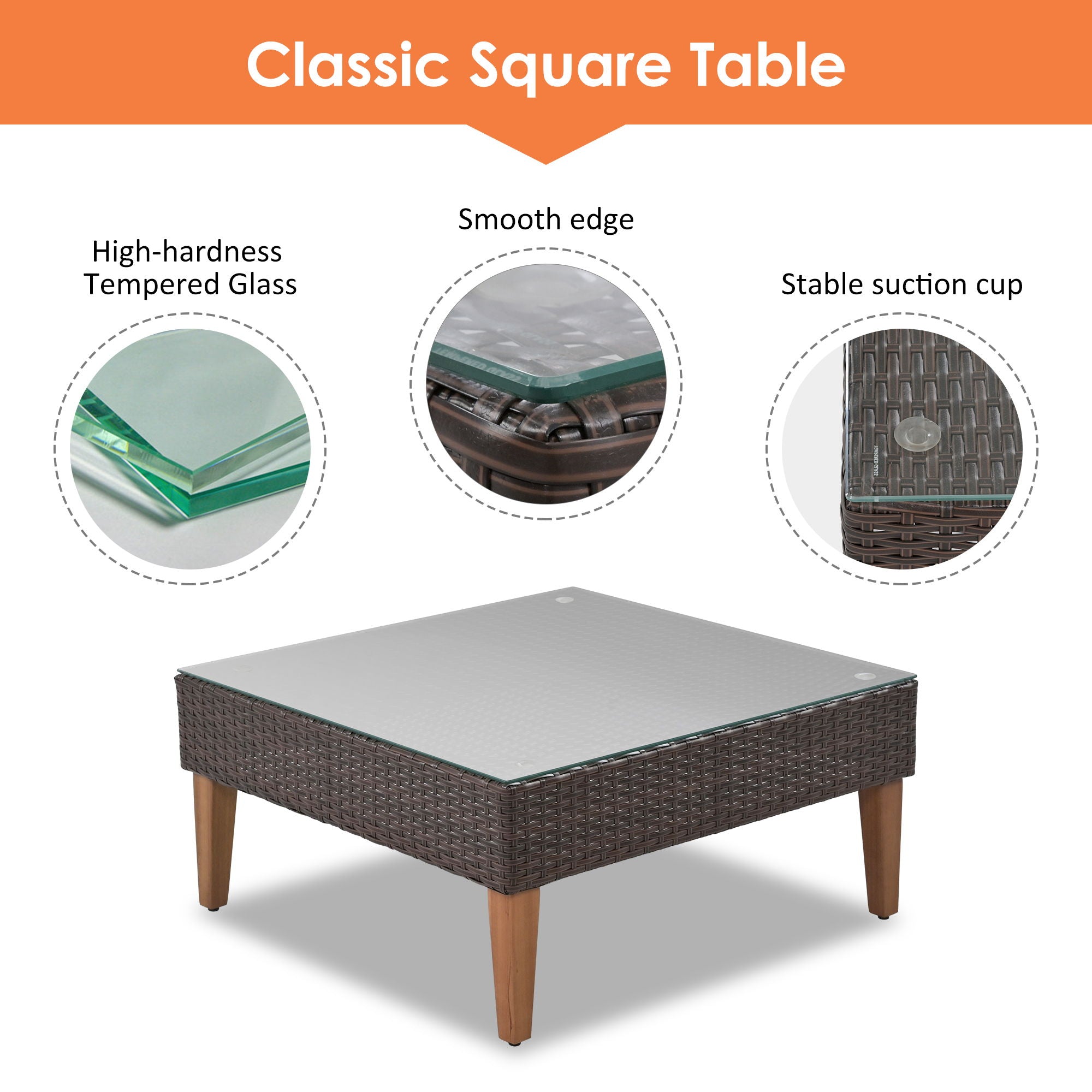 4 Pieces Outdoor Wicker L-Shape Sofa Set