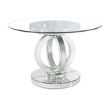 ACME Ornat - Dining Table - Clear Glass, Mirrored & Faux Diamonds - 30" | Meri Furniture