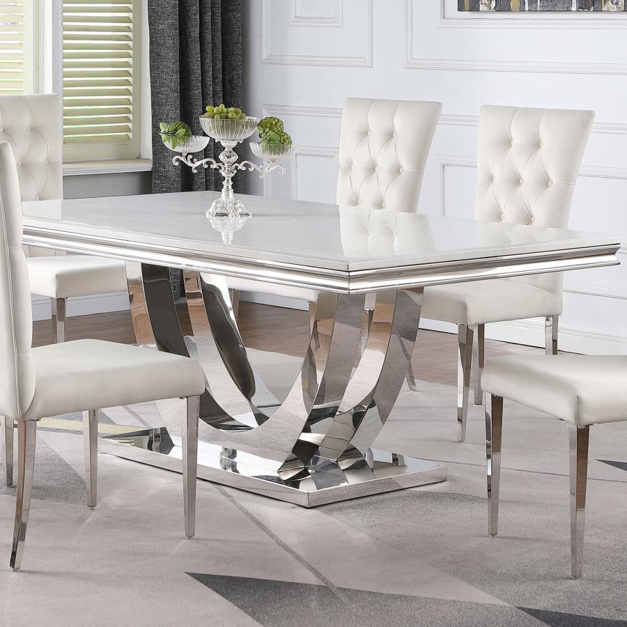 Coaster Fine Furniture Kerwin - Rectangular Stone Top Dining Table - White | Meri Furniture