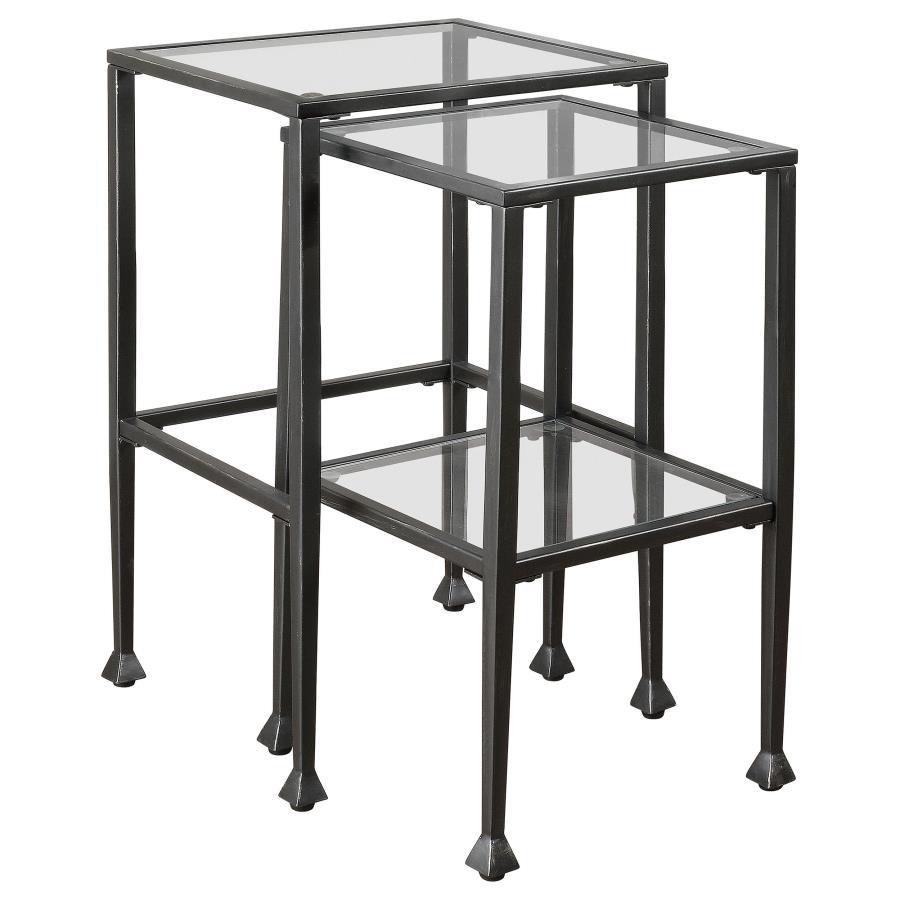 Coaster Fine Furniture Leilani - 2 Piece Glass Top Nesting Table Set - Black | Meri Furniture