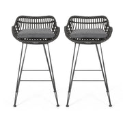 Outdoor Rattan Bar Chair With Metal Legs