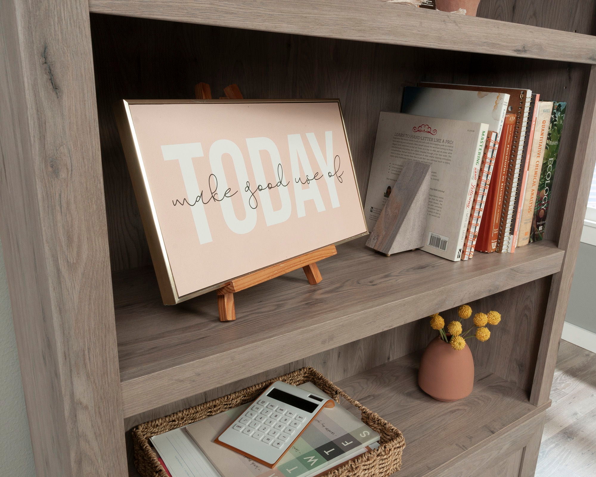 5-Shelf Bookcase with Doors in Laurel Oak