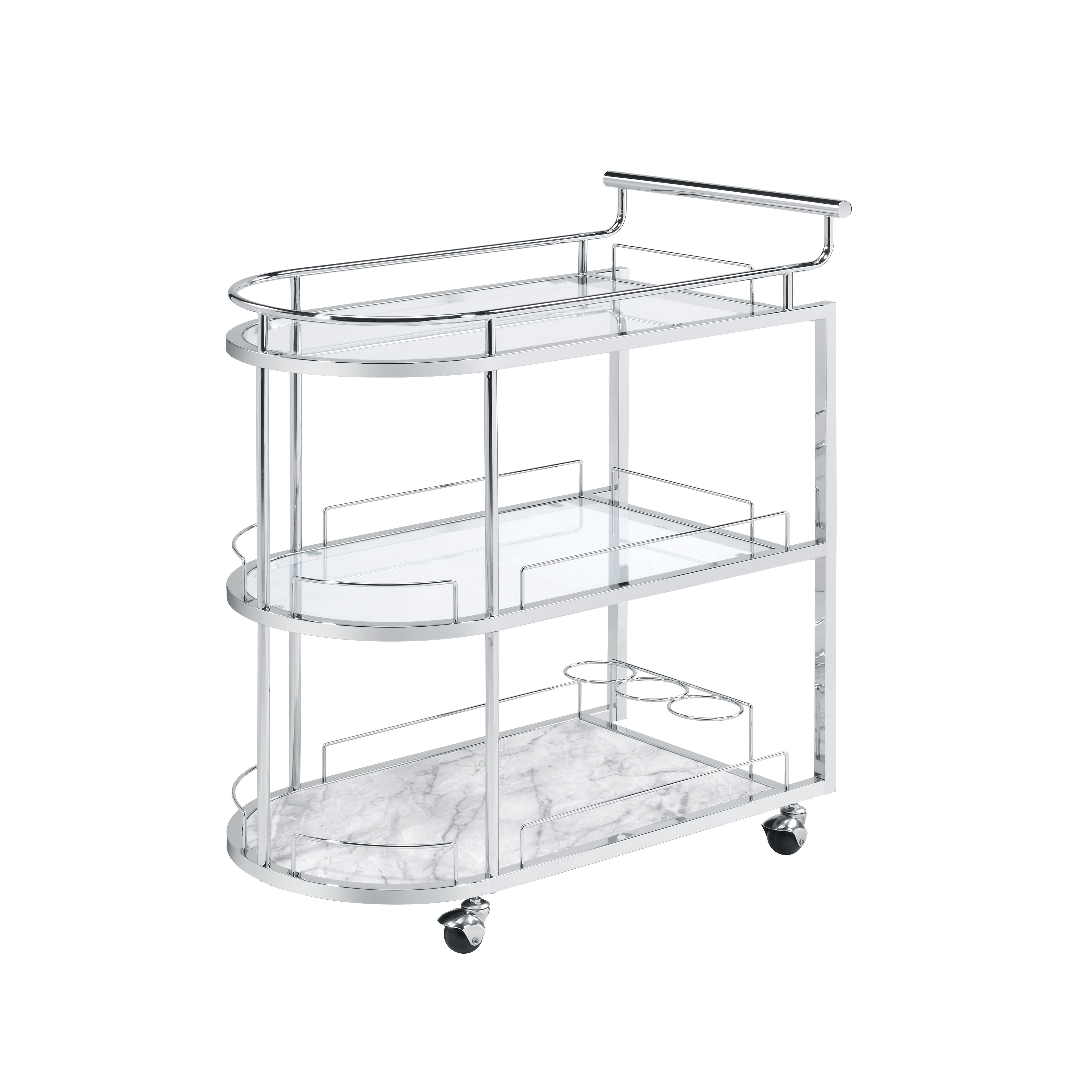 ACME Inyo - Serving Cart - Clear Glass & Chrome Finish | Meri Furniture