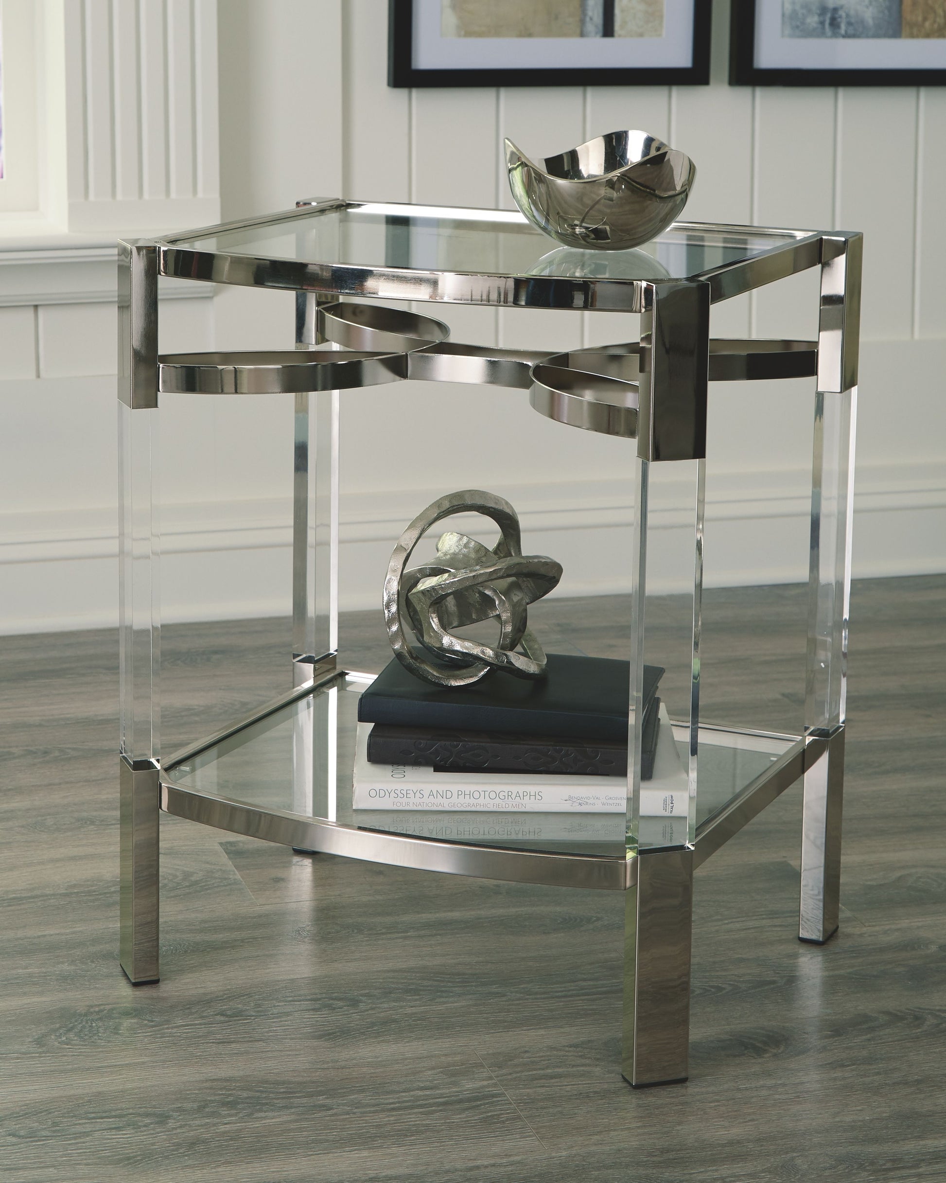 Ashley Furniture Chaseton - Clear / Silver Finish - Accent Table | Meri Furniture