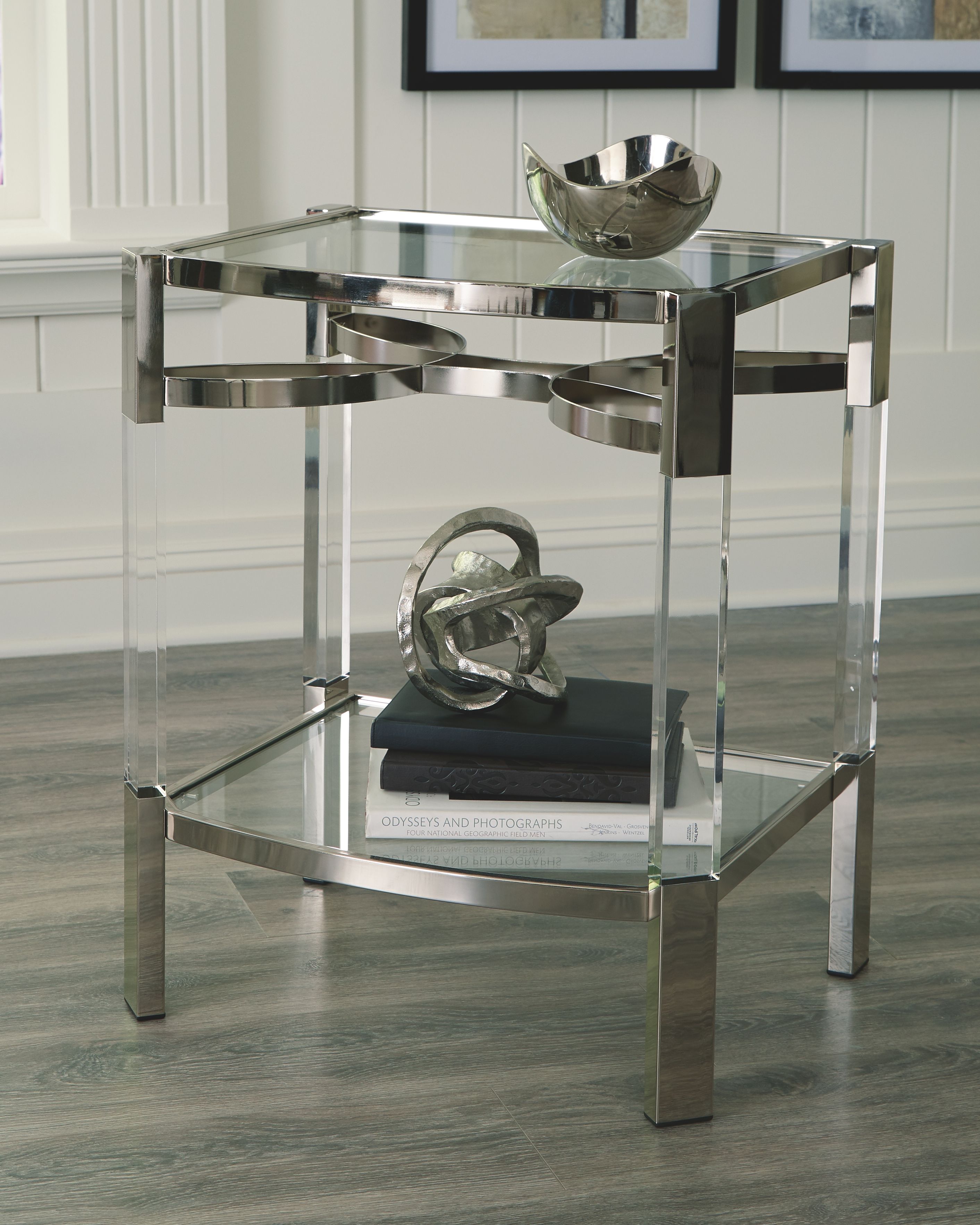 Ashley Furniture Chaseton - Clear / Silver Finish - Accent Table | Meri Furniture
