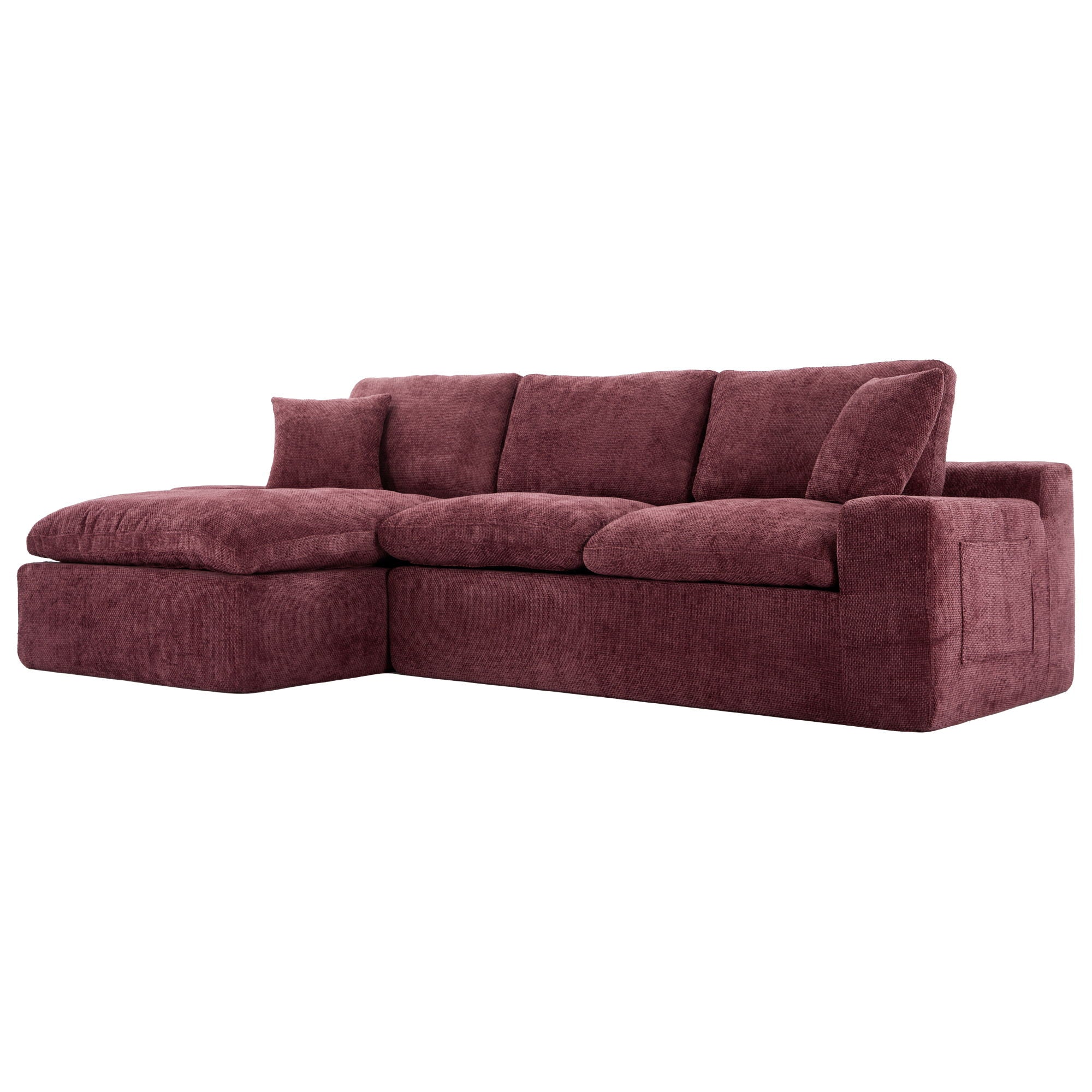Cloud Sectional Sofa With Double Layer Cushion And Side Pockets, Free-Combined