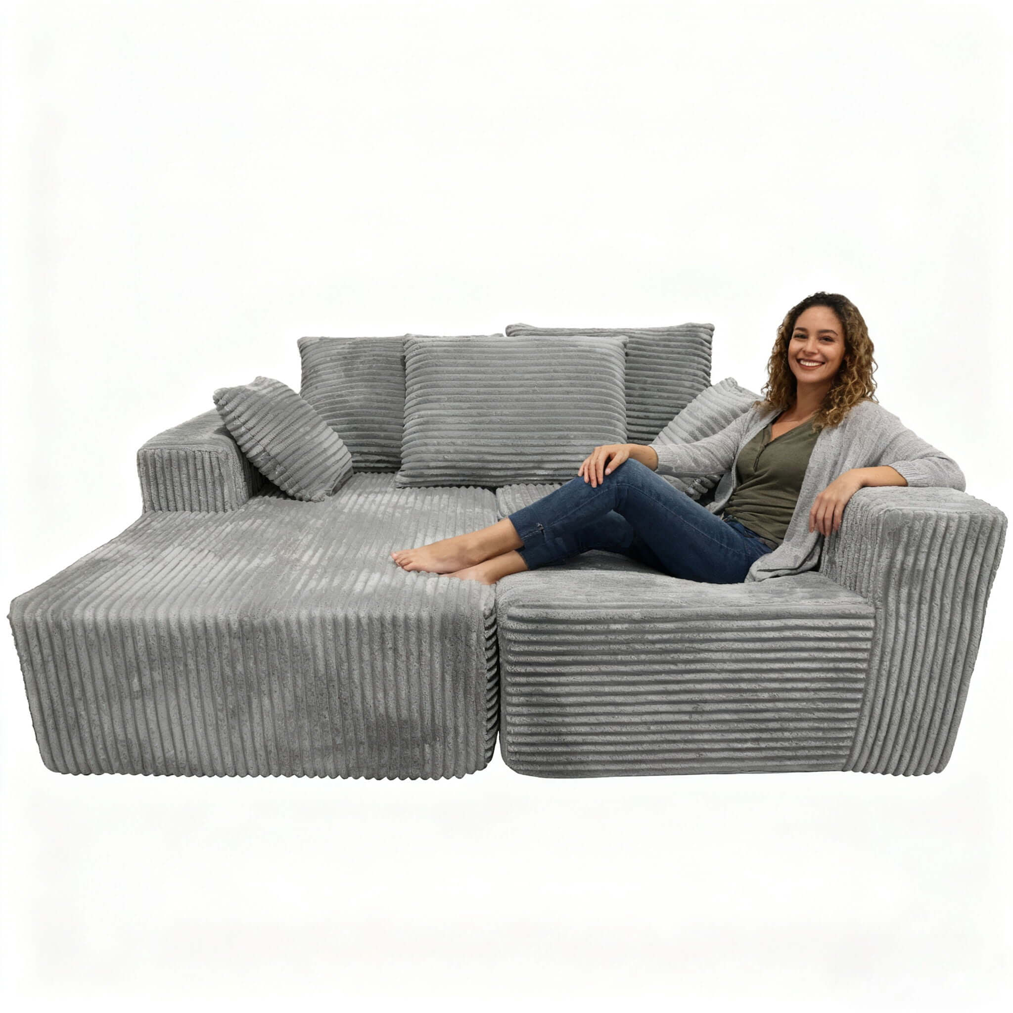 Corner Combination Sofa Sectional Couch With Soft Plush Fabric