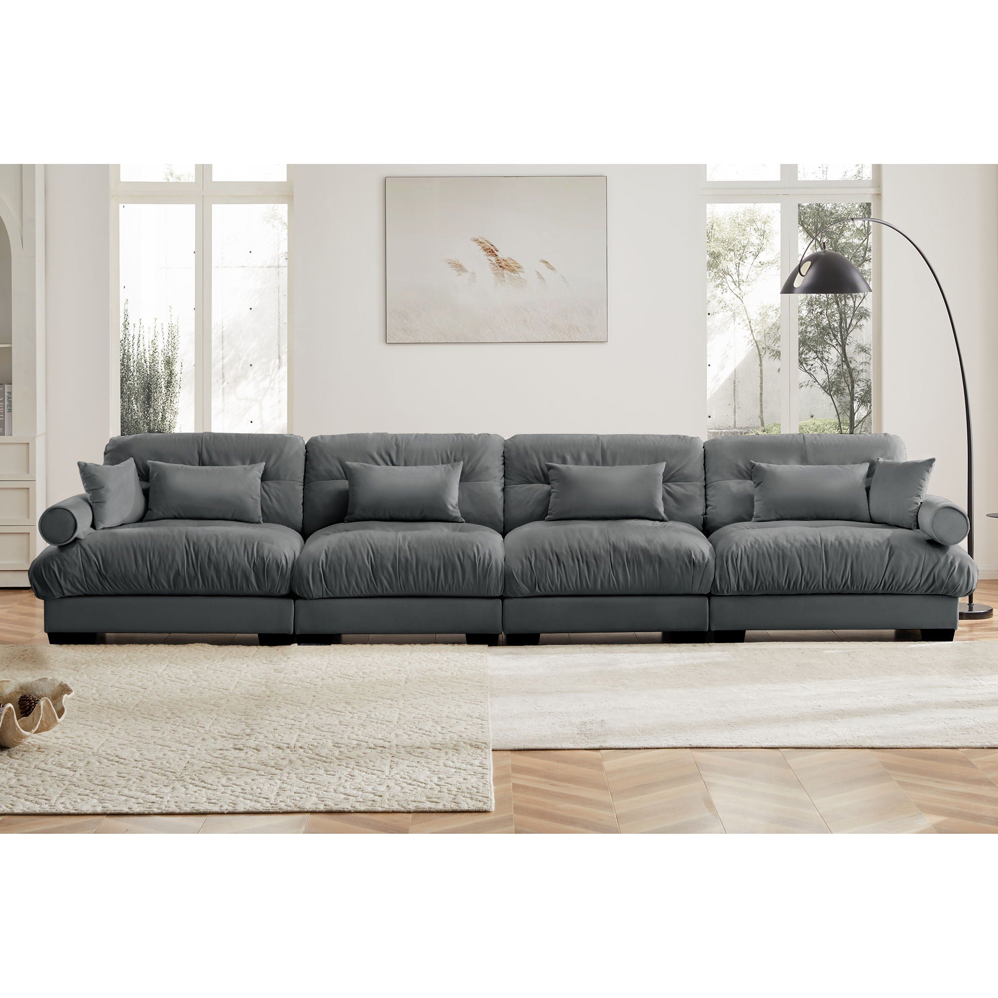 Super Comfort Oversized Modular Velvet Sectional Sofa, Deep Seat Convertible L Shaped Couch