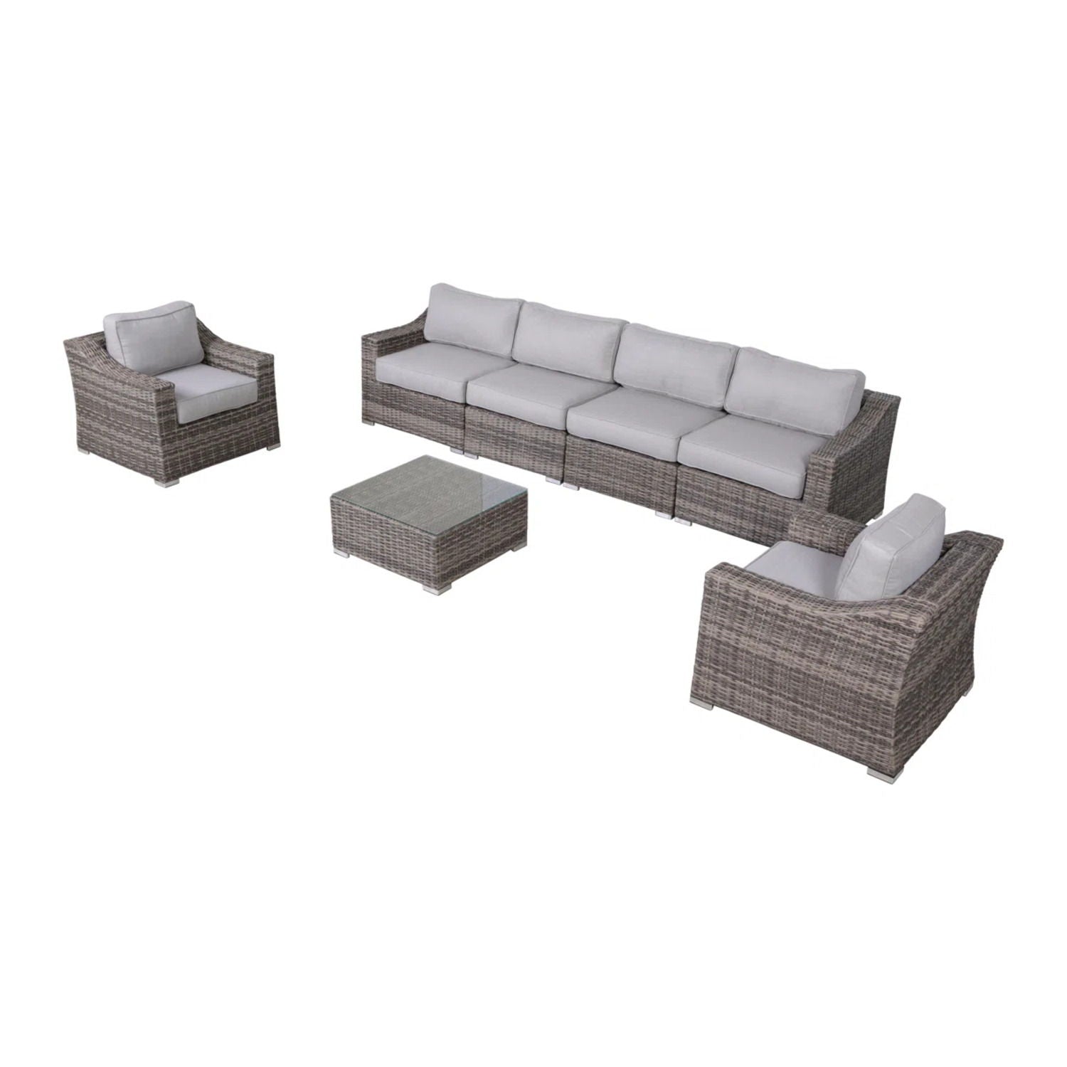 Outdoor Wicker Conversation Set With Cushions, All Weather