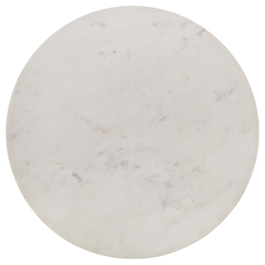 Coaster Fine Furniture Aldis - Round Marble Top Side End Table - White And Natural | Meri Furniture