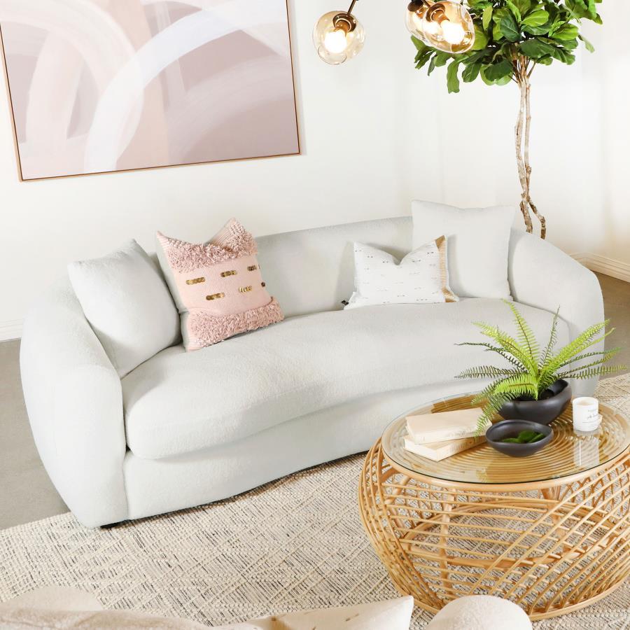 Coaster Fine Furniture Isabella - Faux Sheepskin Upholstered Sofa Natural - Ivory | Meri Furniture