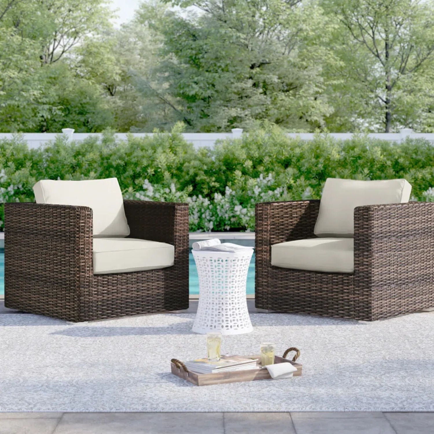 Outdoor Chairs Set With Cushions - Brown Mix