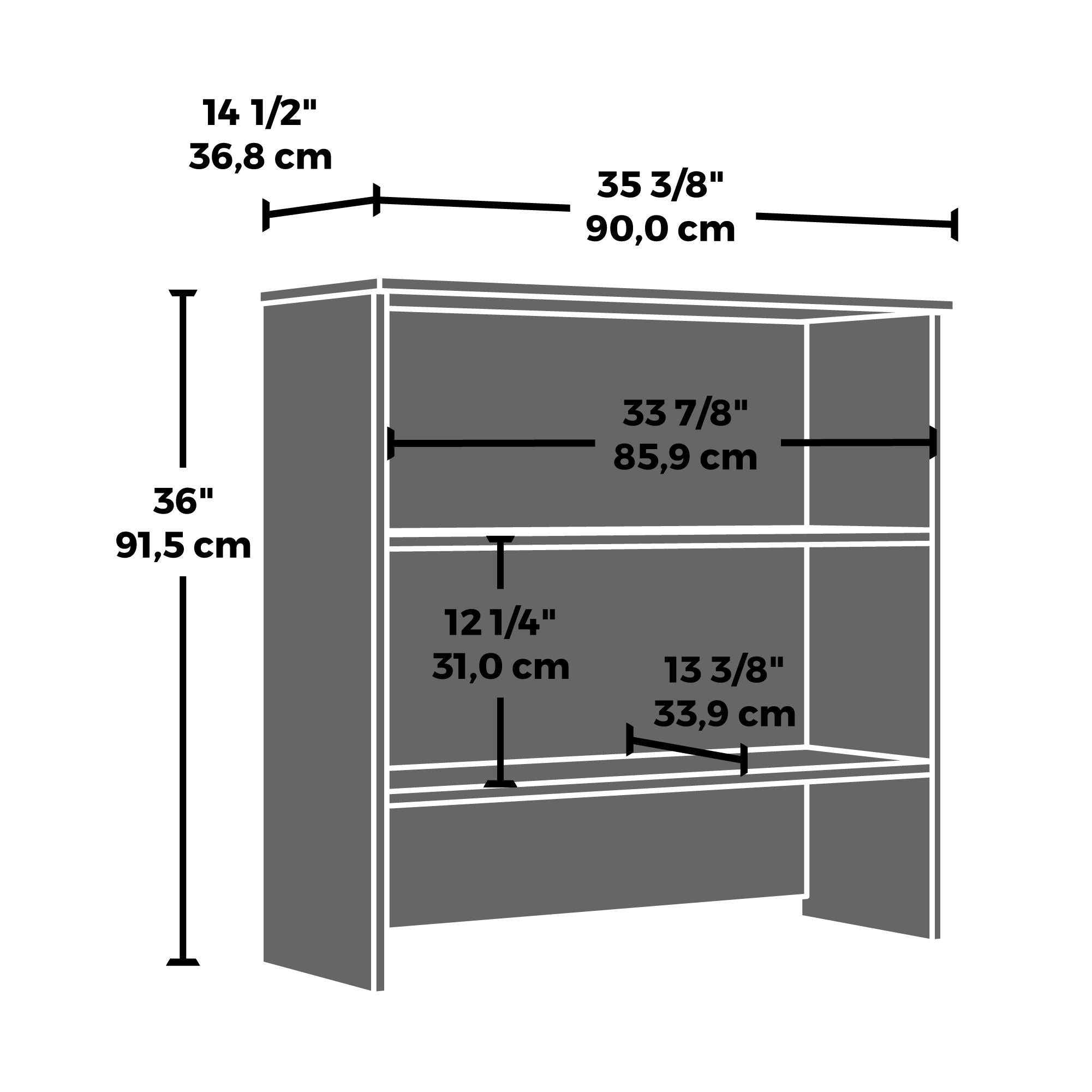 2-Shelf Hutch for Cabinet in Noble Elm
