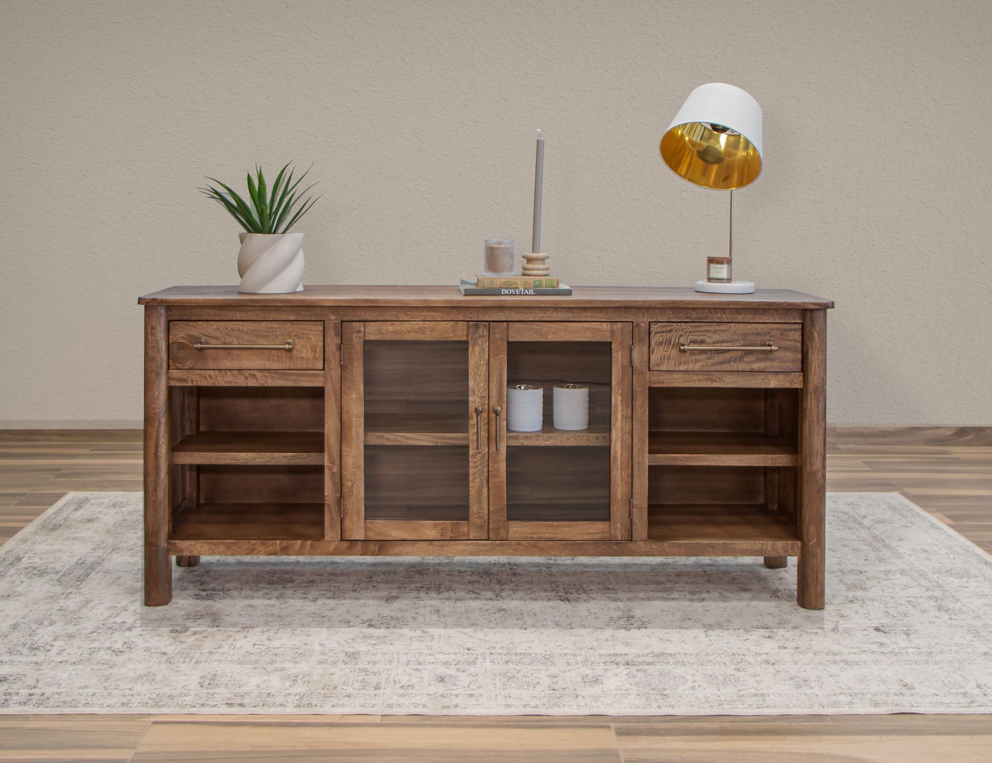 International Furniture Direct Olimpia - TV Stand With 2 Drawers & 2 Doors - Towny Brown | Meri Furniture