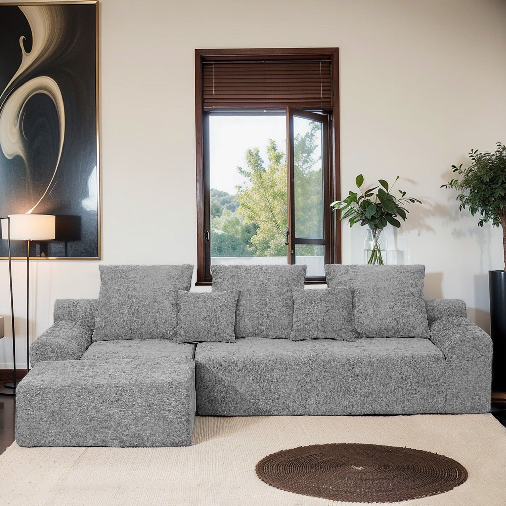 Modern L Shaped Sectional Sofa With Adjustable Configurations