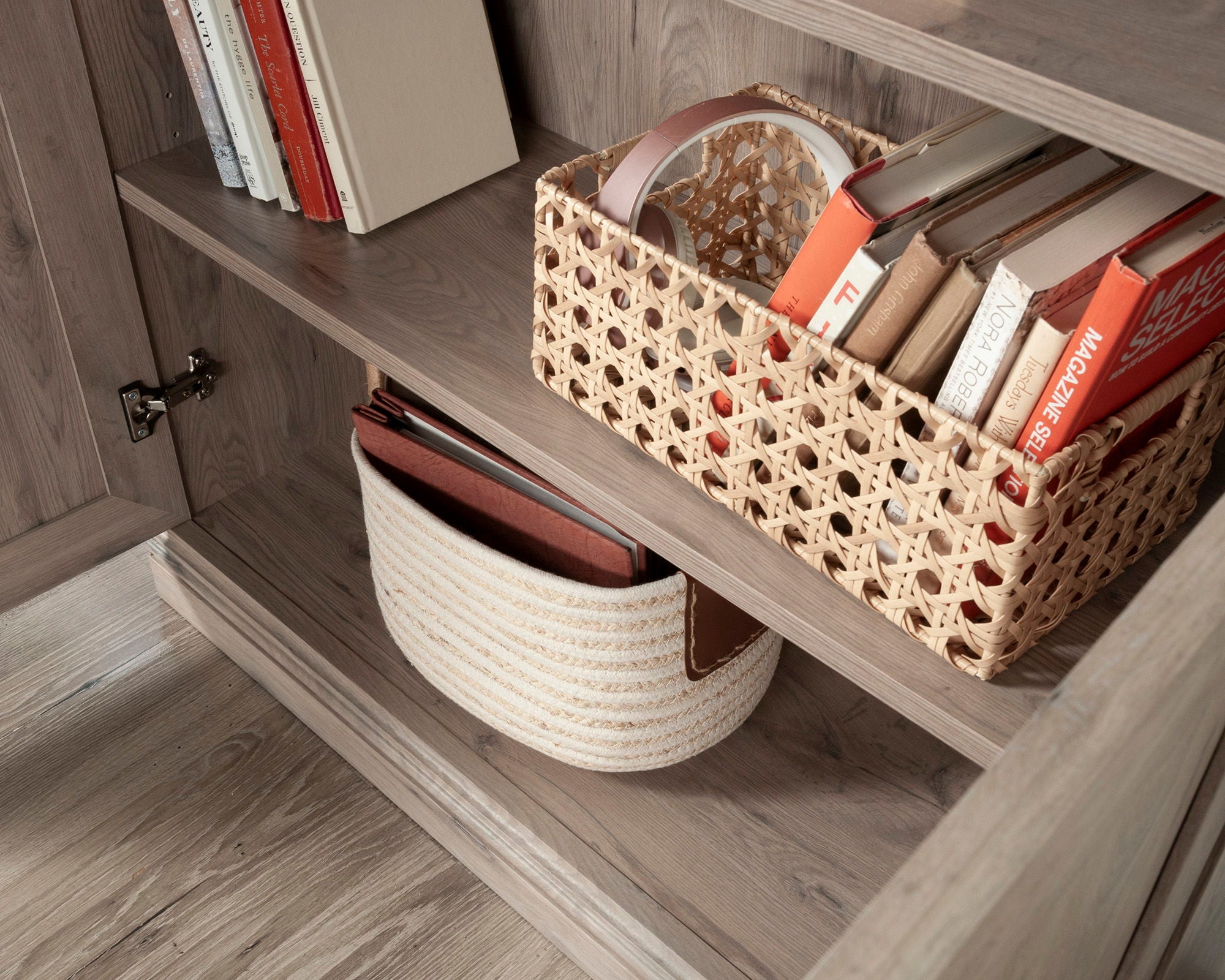 5-Shelf Bookcase with Doors in Laurel Oak